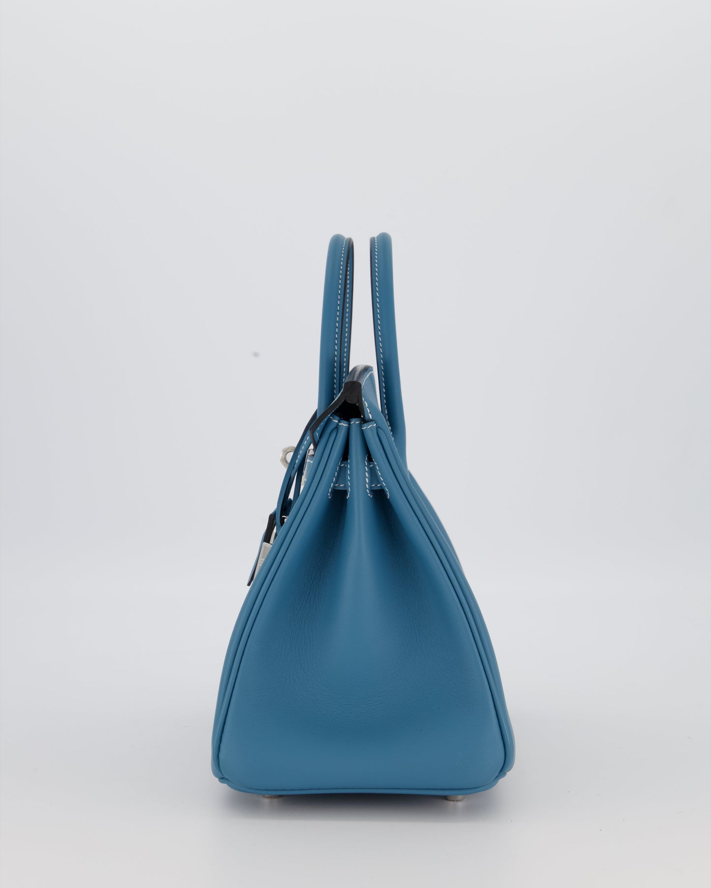 *RARE* Hermes Birkin 25 Retourne Bag in Bleu Jean Swift Leather with Palladium Hardware
