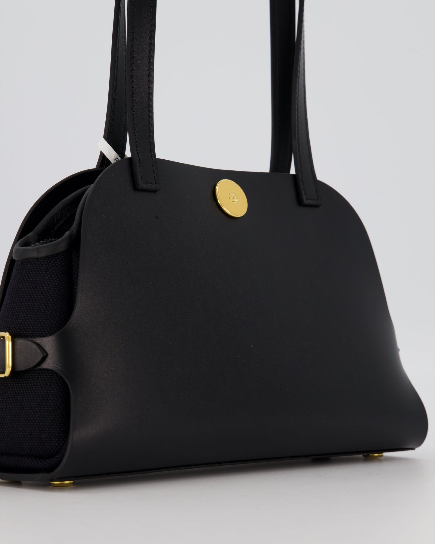 Hermes Tablier Sellier Bag in Noir Hunter Cowhide, Noir Swift Leather and Noir Militaire Canvas with Gold Hardware