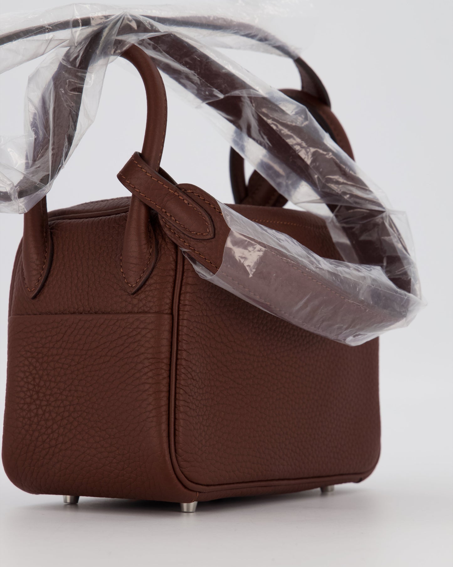 Hermes Mini Lindy Bag in Terre Togo Leather with Palladium Hardware