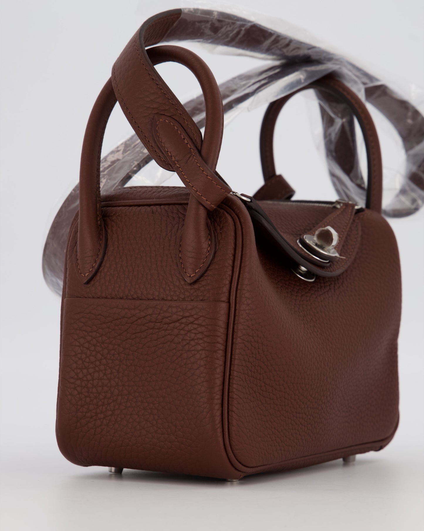 Hermes Mini Lindy Bag in Terre Togo Leather with Palladium Hardware