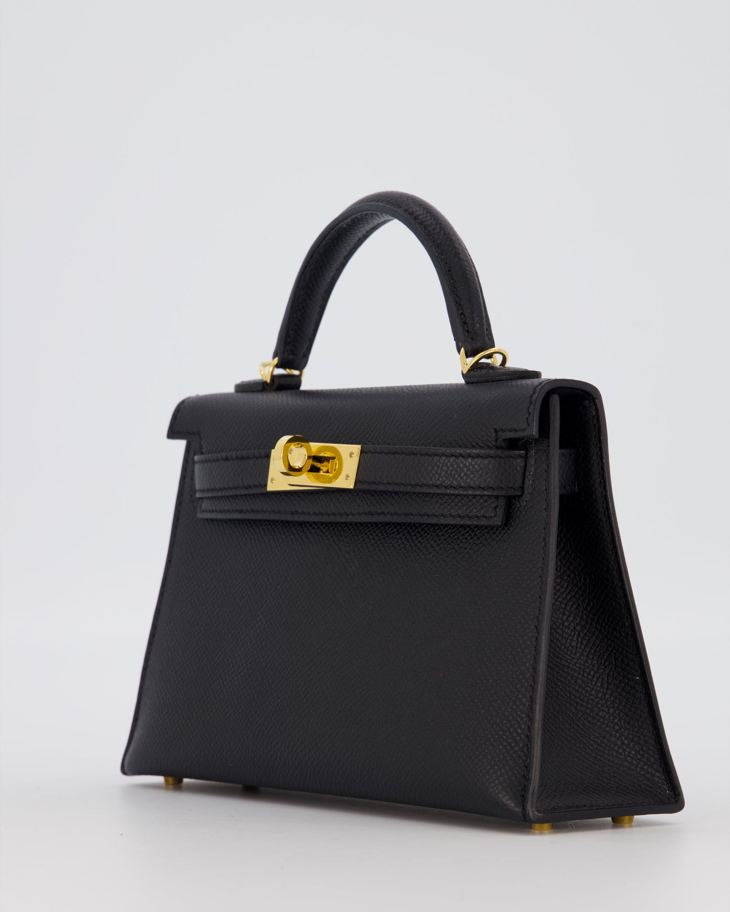 Hermes Mini Kelly II Sellier Bag Black Epsom Leather with Gold Hardware
