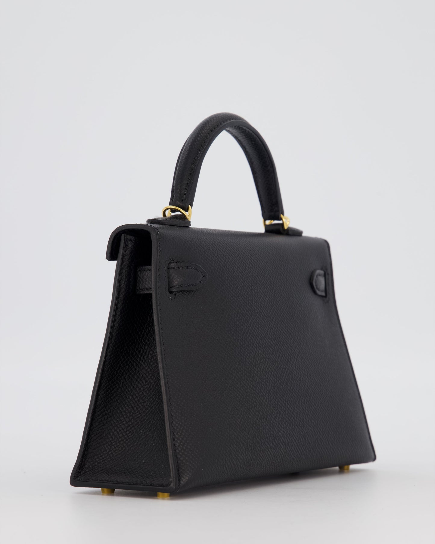 Hermes Mini Kelly II Sellier Bag Black Epsom Leather with Gold Hardware