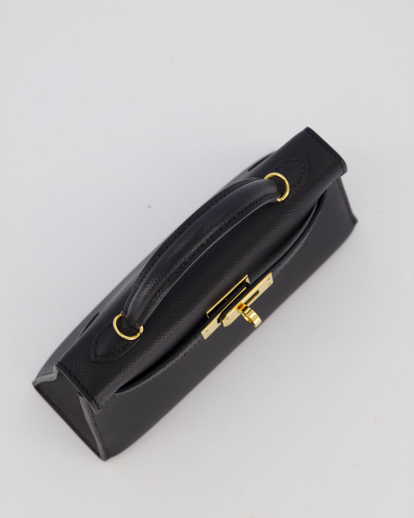 Hermes Mini Kelly II Sellier Bag Black Epsom Leather with Gold Hardware