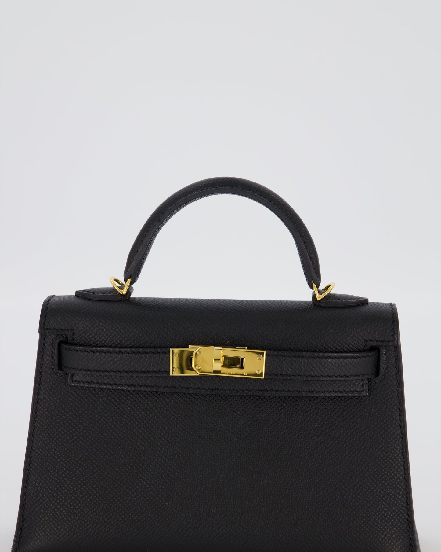 Hermes Mini Kelly II Sellier Bag Black Epsom Leather with Gold Hardware