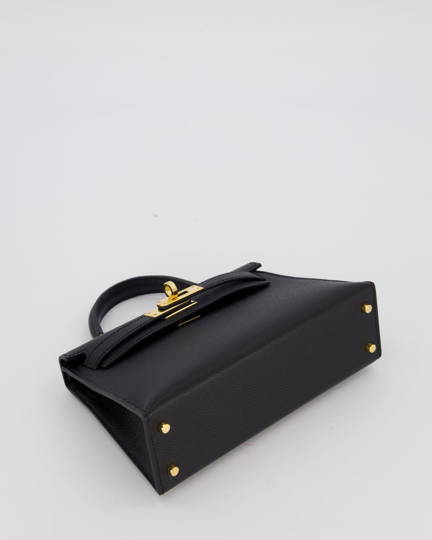 Hermes Mini Kelly II Sellier Bag Black Epsom Leather with Gold Hardware