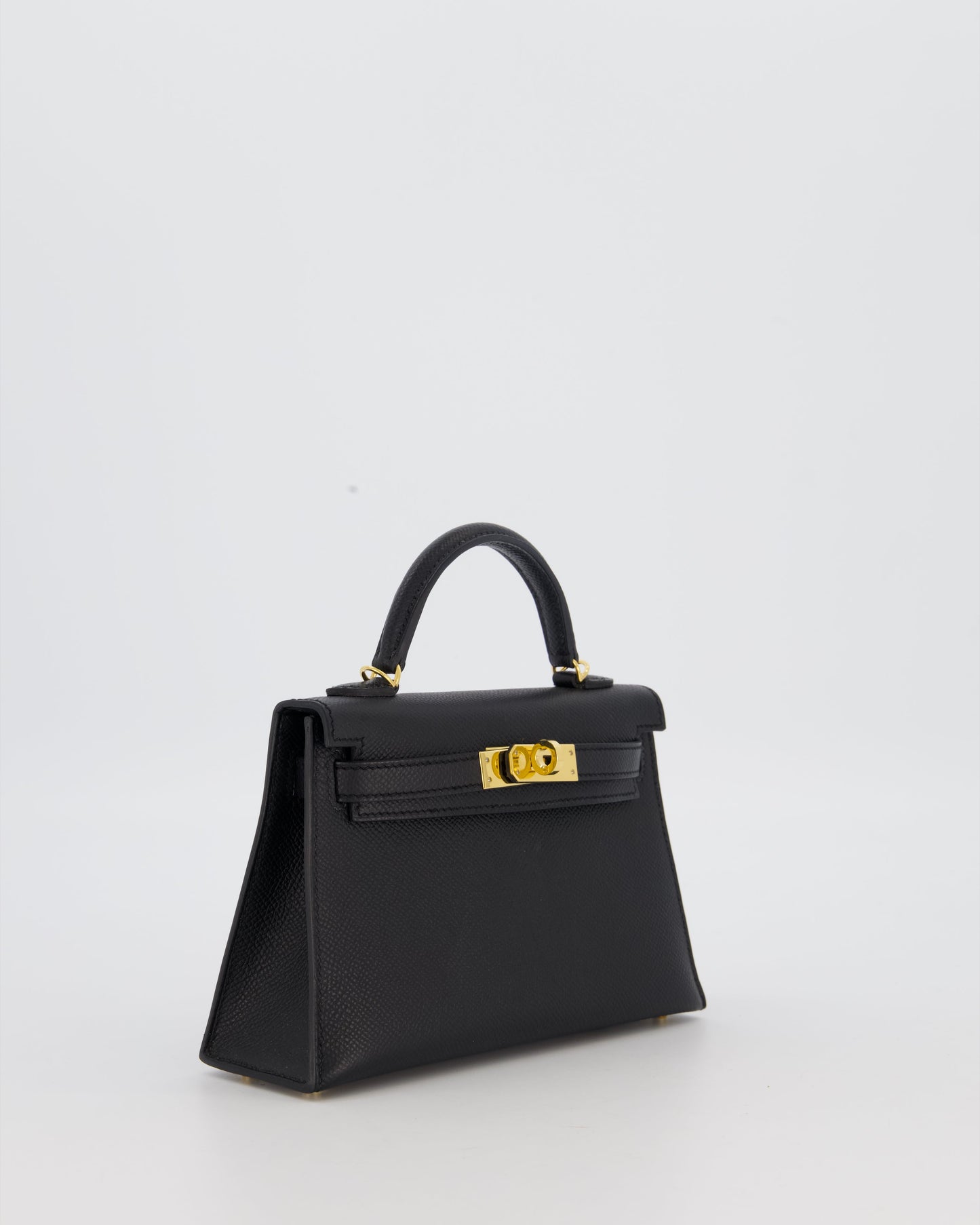 Hermes Mini Kelly II Sellier Bag Black Epsom Leather with Gold Hardware