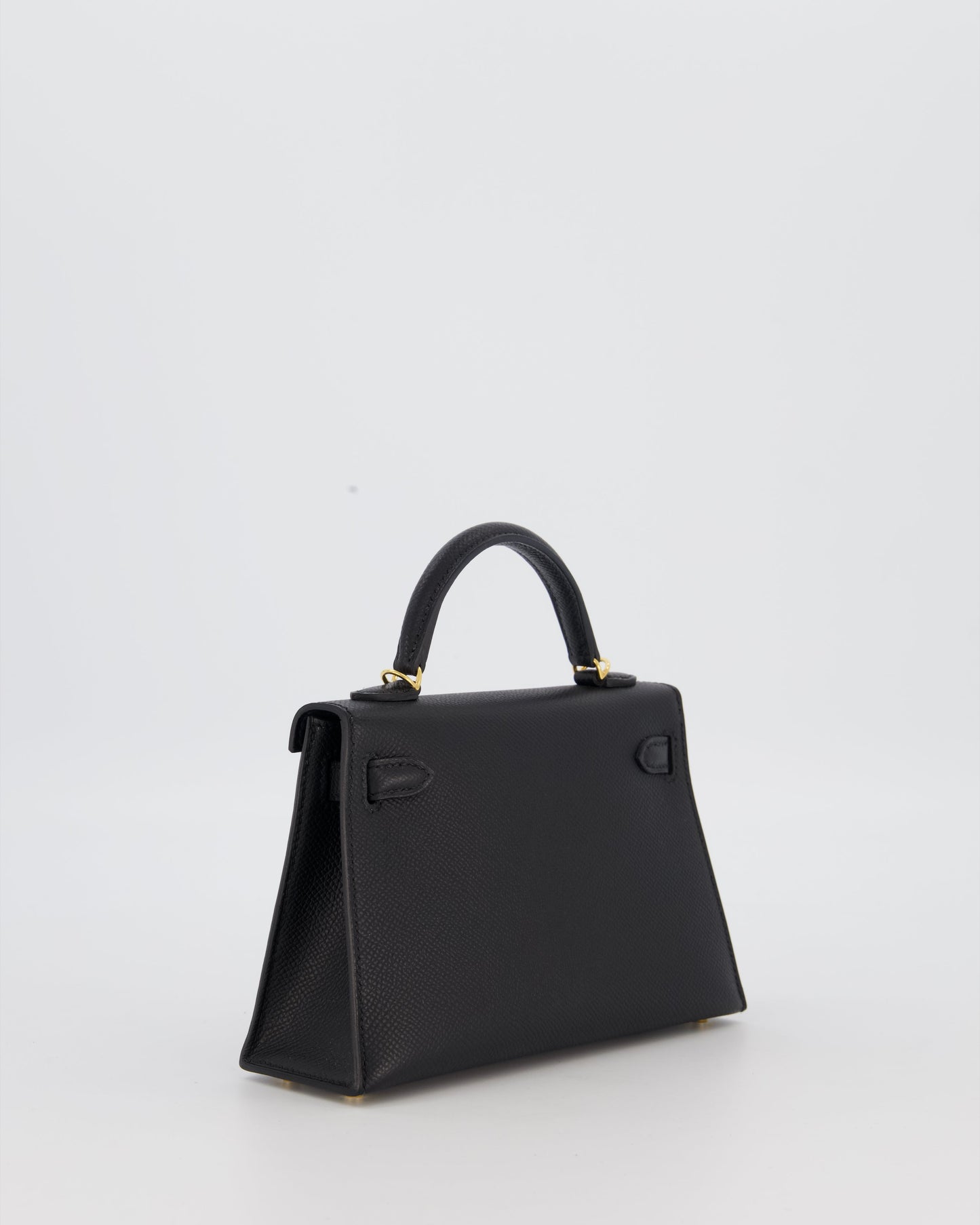 Hermes Mini Kelly II Sellier Bag Black Epsom Leather with Gold Hardware