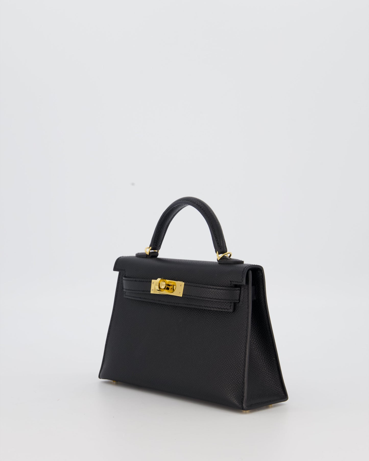 Hermes Mini Kelly II Sellier Bag Black Epsom Leather with Gold Hardware