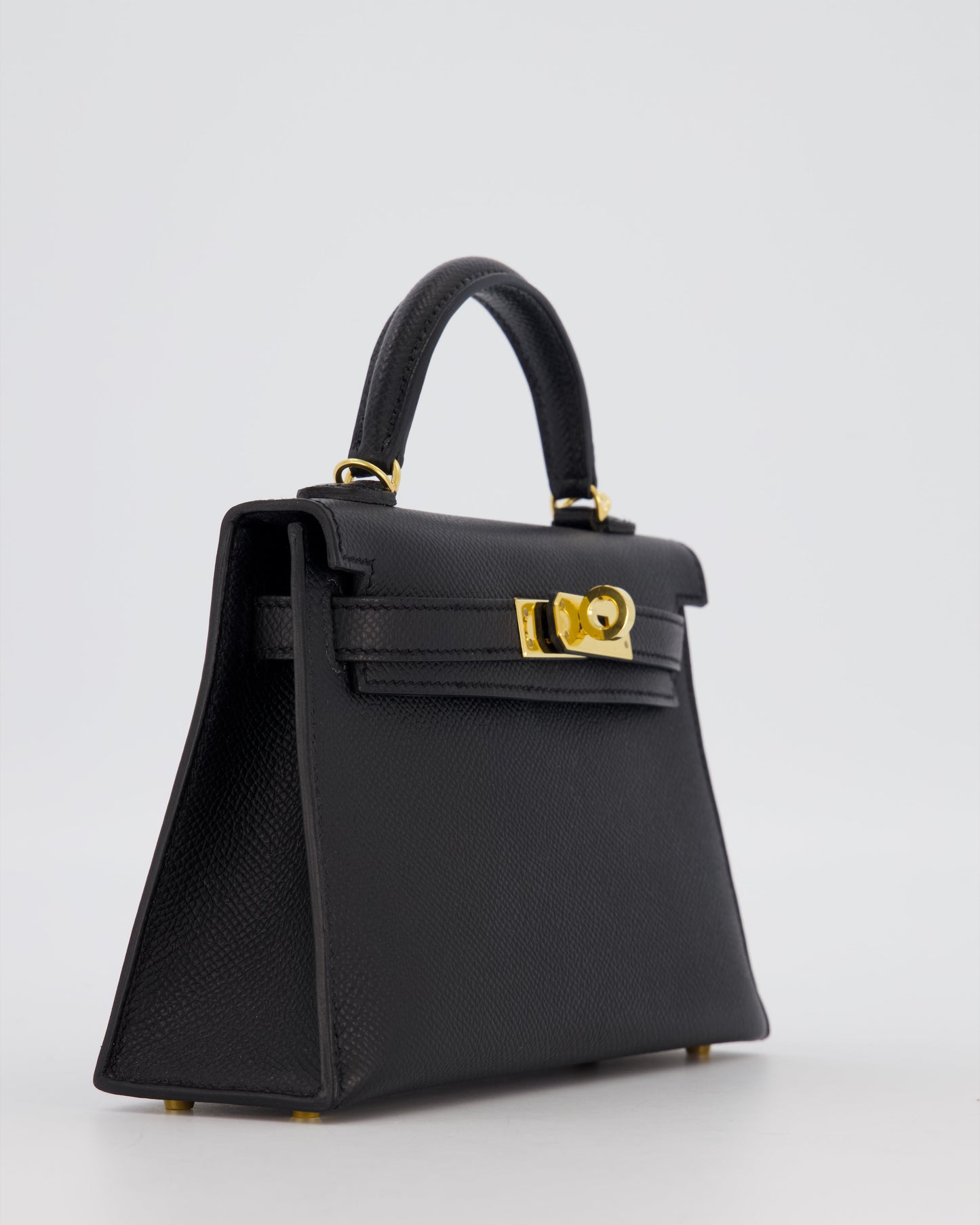 Hermes Mini Kelly II Sellier Bag Black Epsom Leather with Gold Hardware