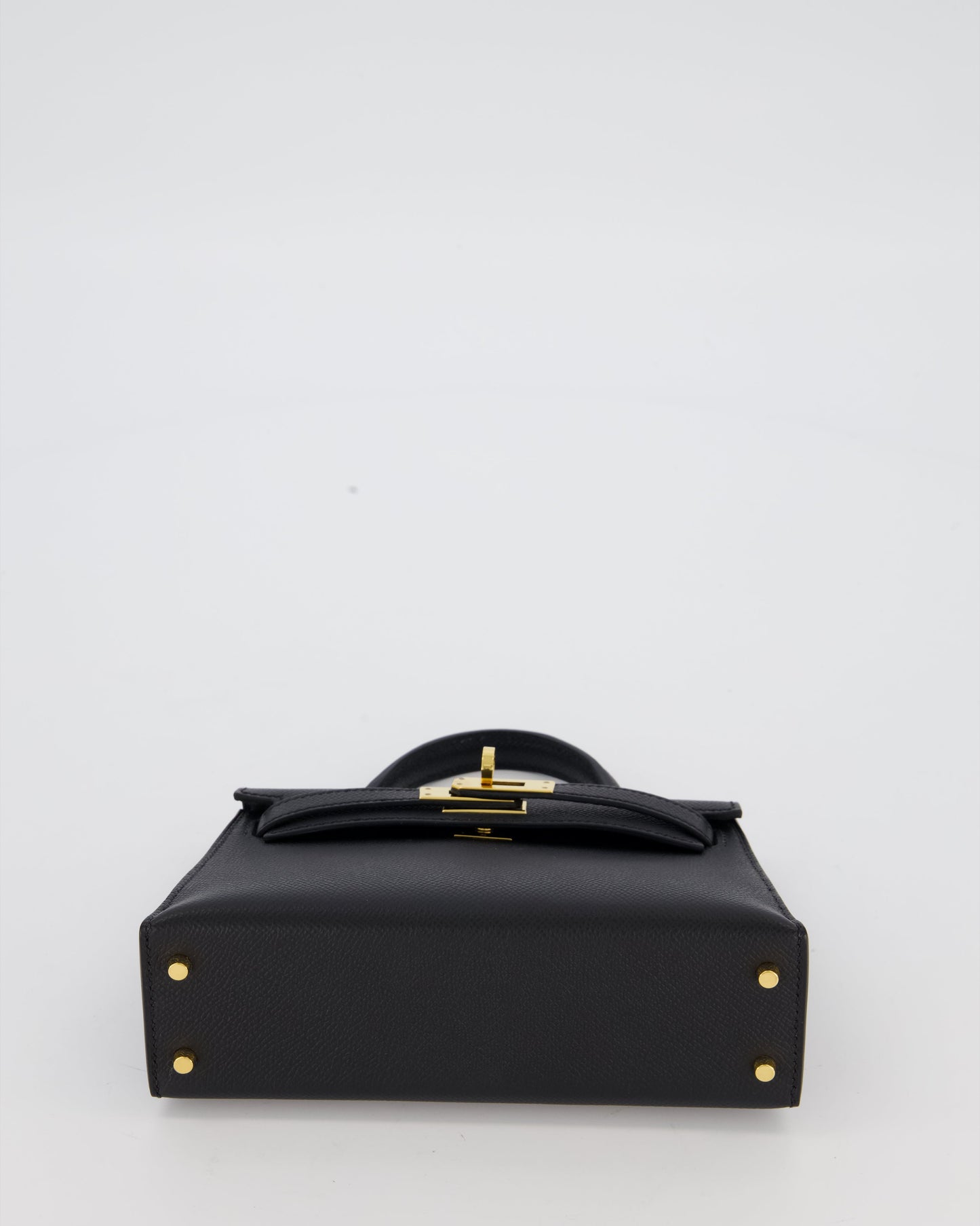 Hermes Mini Kelly II Sellier Bag Black Epsom Leather with Gold Hardware
