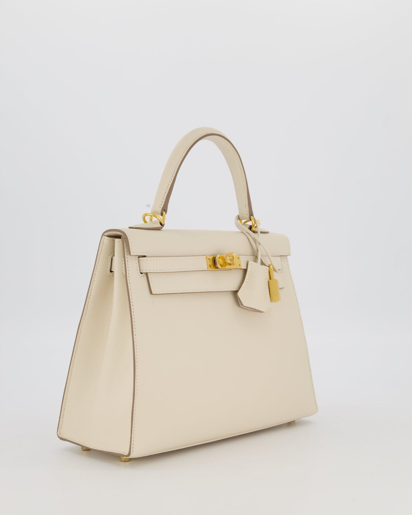 Hermes Kelly 25 Sellier Bag in Craie Epsom Leather and Gold Hardware