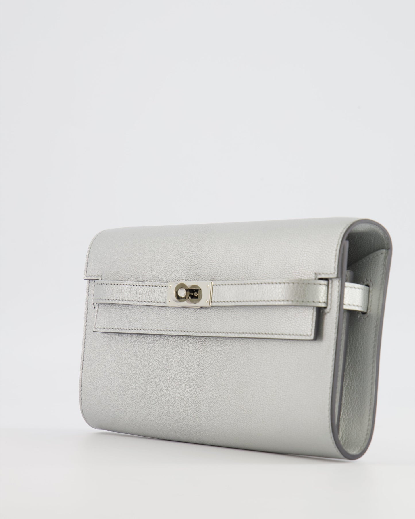 *RARE* Hermes Kelly To Go Bag in Argent Chevre Chamkilight Leather with Palladium Hardware