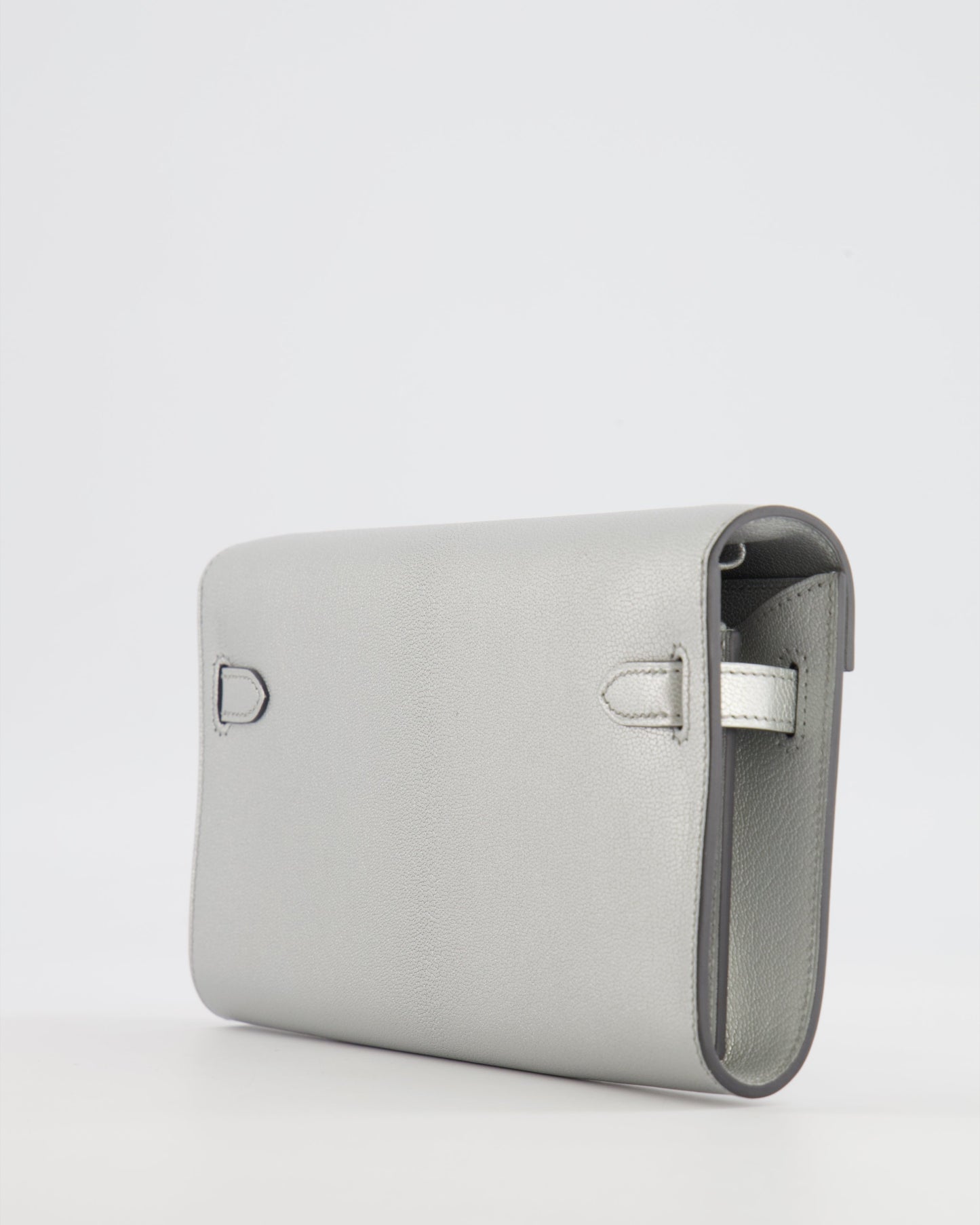 *RARE* Hermes Kelly To Go Bag in Argent Chevre Chamkilight Leather with Palladium Hardware