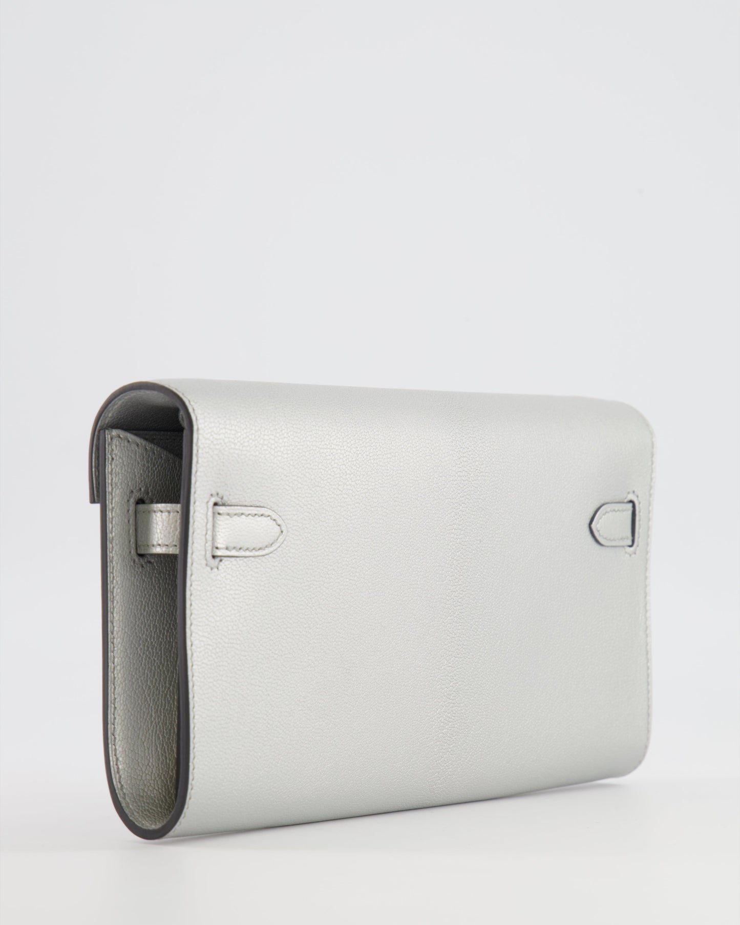 *RARE* Hermes Kelly To Go Bag in Argent Chevre Chamkilight Leather with Palladium Hardware