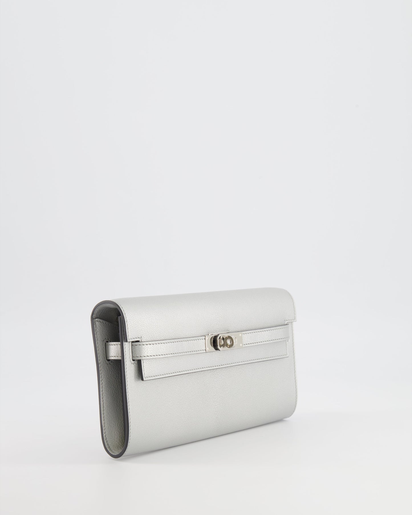 *RARE* Hermes Kelly To Go Bag in Argent Chevre Chamkilight Leather with Palladium Hardware