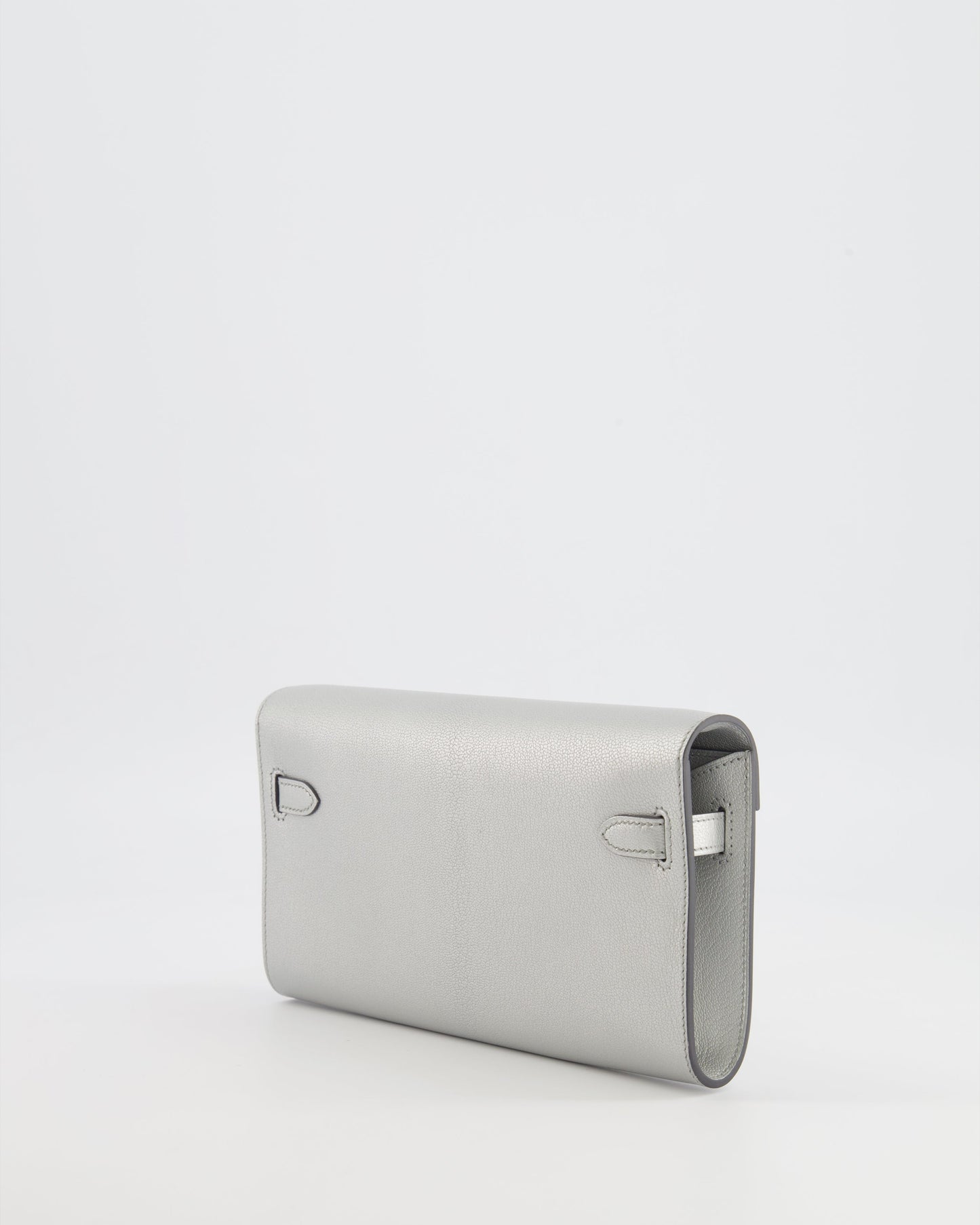 *RARE* Hermes Kelly To Go Bag in Argent Chevre Chamkilight Leather with Palladium Hardware