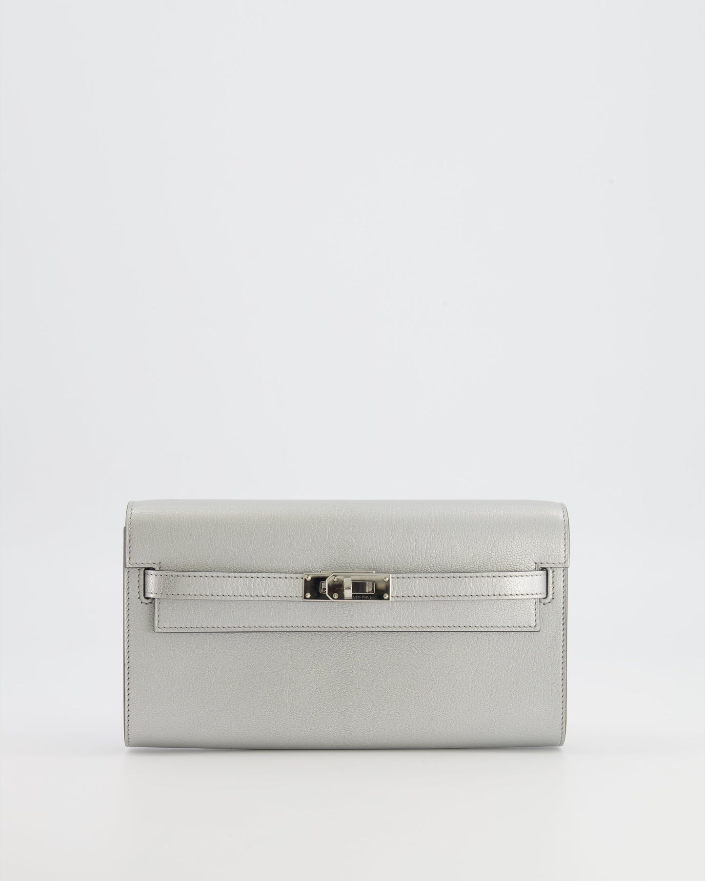 *RARE* Hermes Kelly To Go Bag in Argent Chevre Chamkilight Leather with Palladium Hardware