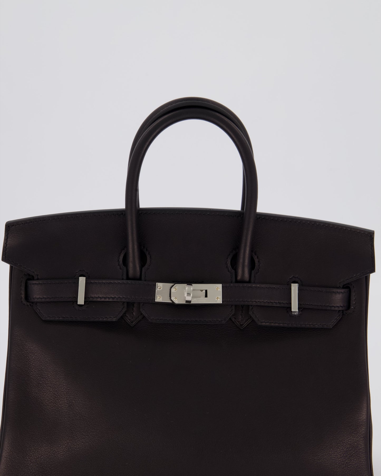Hermes Birkin 25 Retourne Bag in Noir Volupto Leather with Palladium Hardware