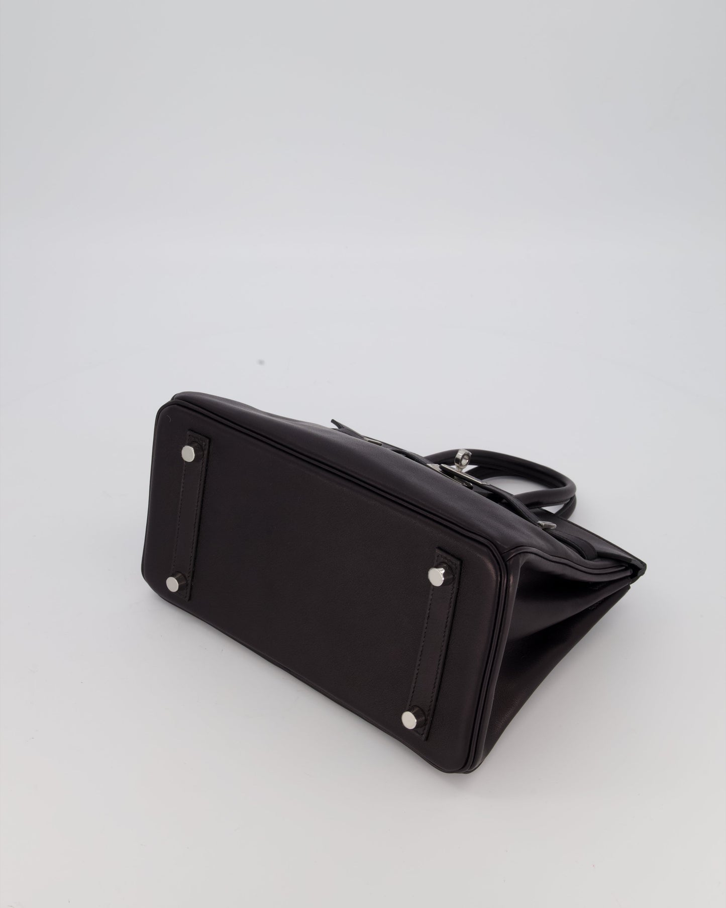 Hermes Birkin 25 Retourne Bag in Noir Volupto Leather with Palladium Hardware