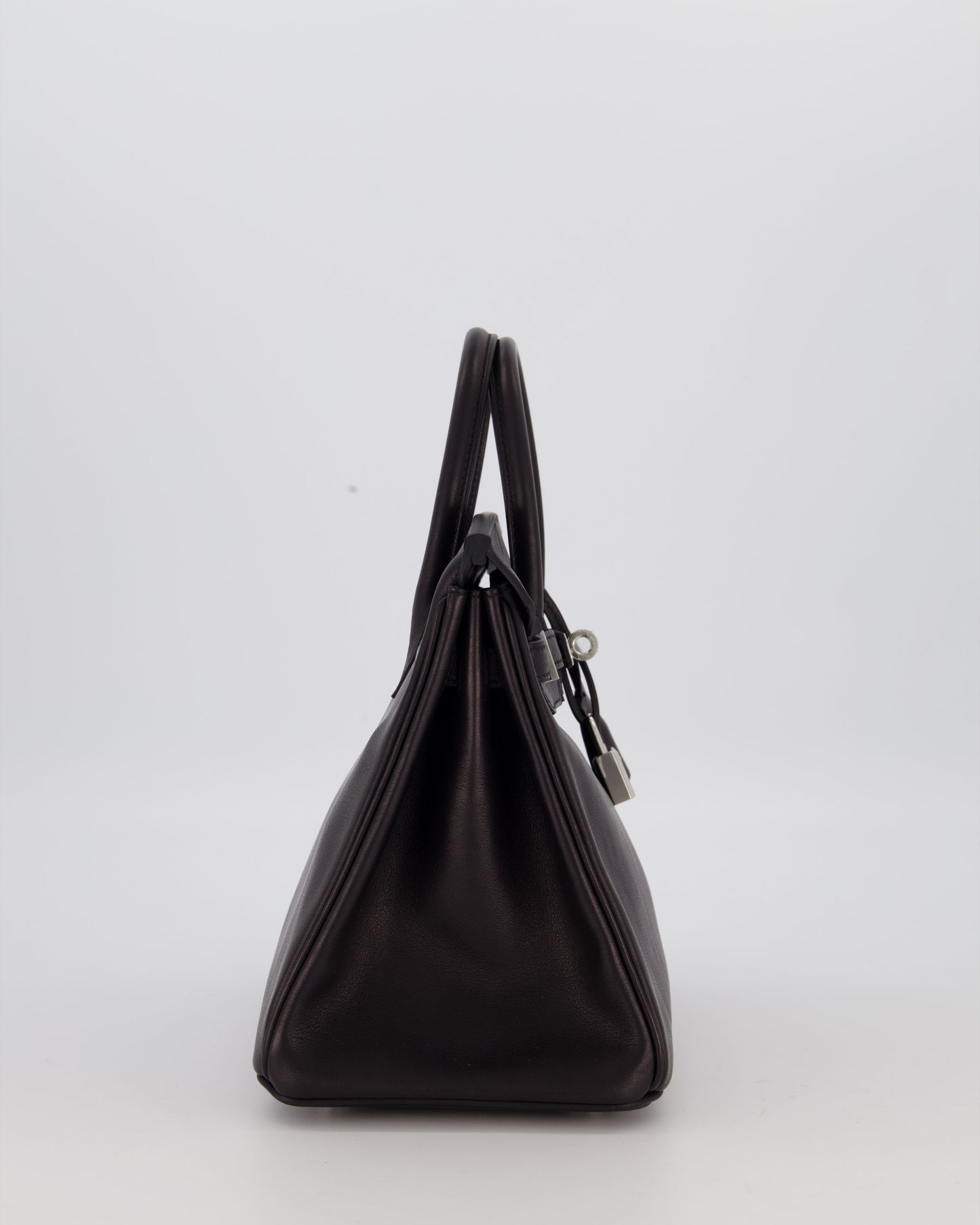 Hermes Birkin 25 Retourne Bag in Noir Volupto Leather with Palladium Hardware