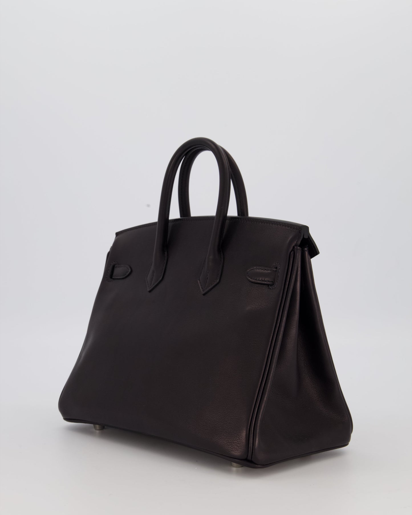 Hermes Birkin 25 Retourne Bag in Noir Volupto Leather with Palladium Hardware