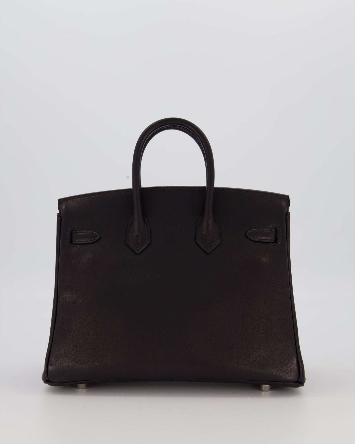 Hermes Birkin 25 Retourne Bag in Noir Volupto Leather with Palladium Hardware