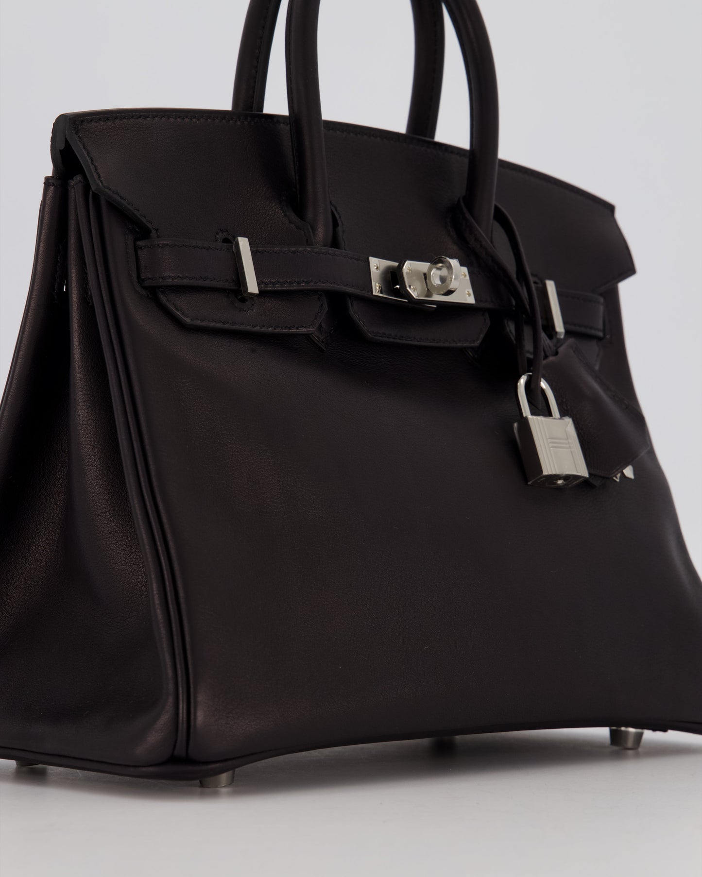 Hermes Birkin 25 Retourne Bag in Noir Volupto Leather with Palladium Hardware