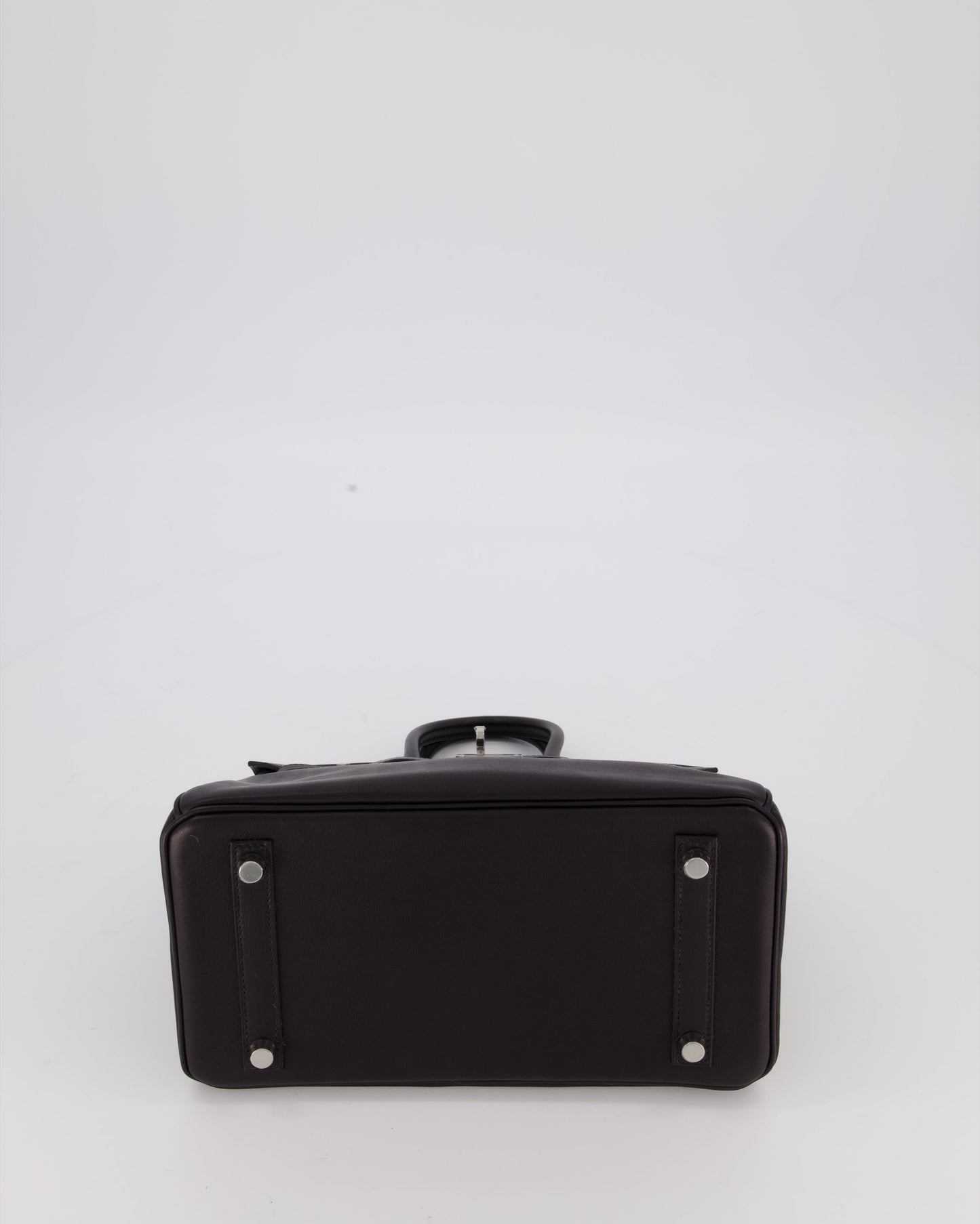 Hermes Birkin 25 Retourne Bag in Noir Volupto Leather with Palladium Hardware