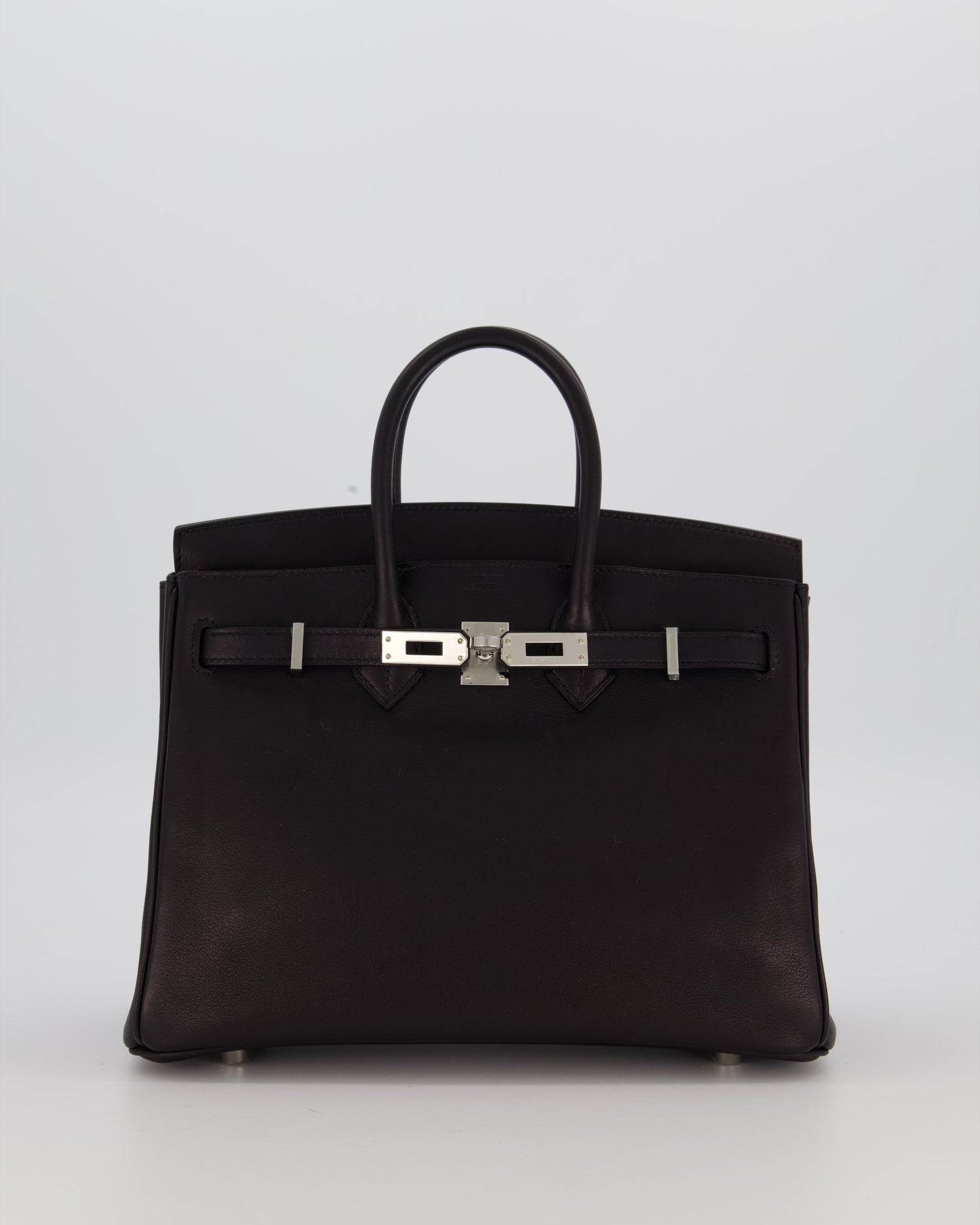 Hermes Birkin 25 Retourne Bag in Noir Volupto Leather with Palladium Hardware