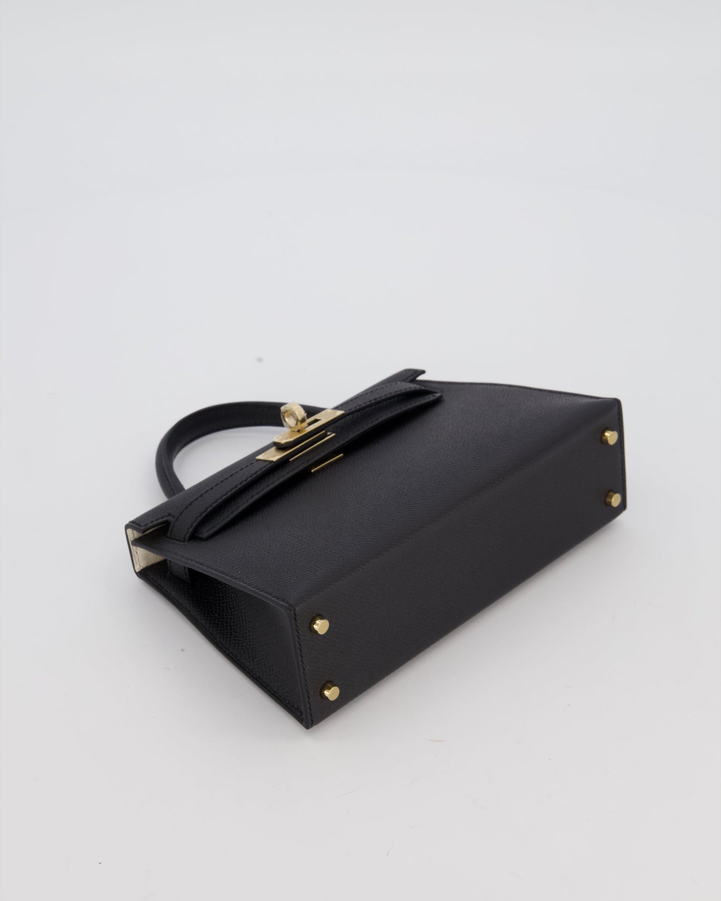 *SUPER RARE* Hermes HSS Mini Kelly II 20 Verso Bag in Noir Epsom Leather with Permabrass Hardware and Nata Interior