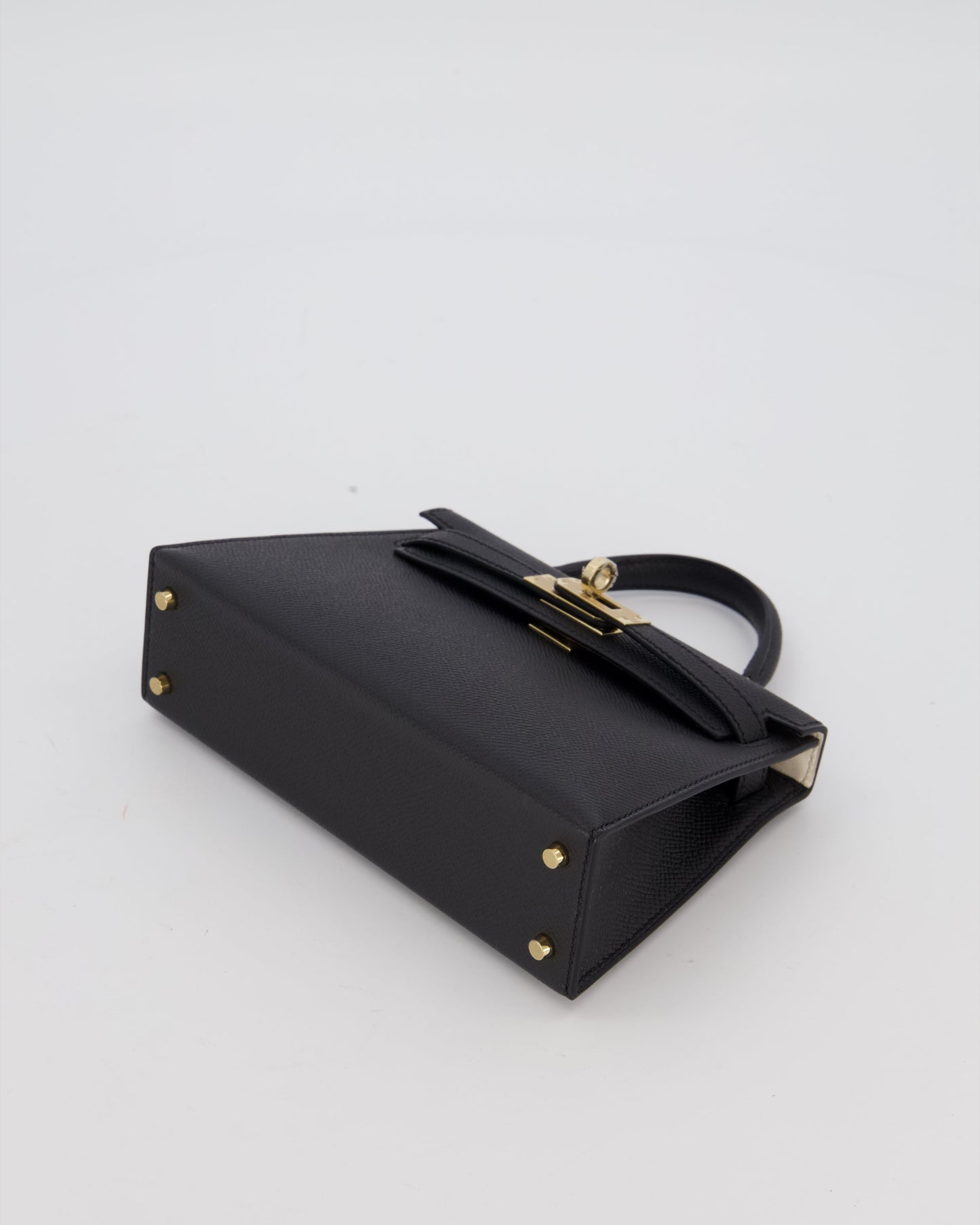 *SUPER RARE* Hermes HSS Mini Kelly II 20 Verso Bag in Noir Epsom Leather with Permabrass Hardware and Nata Interior