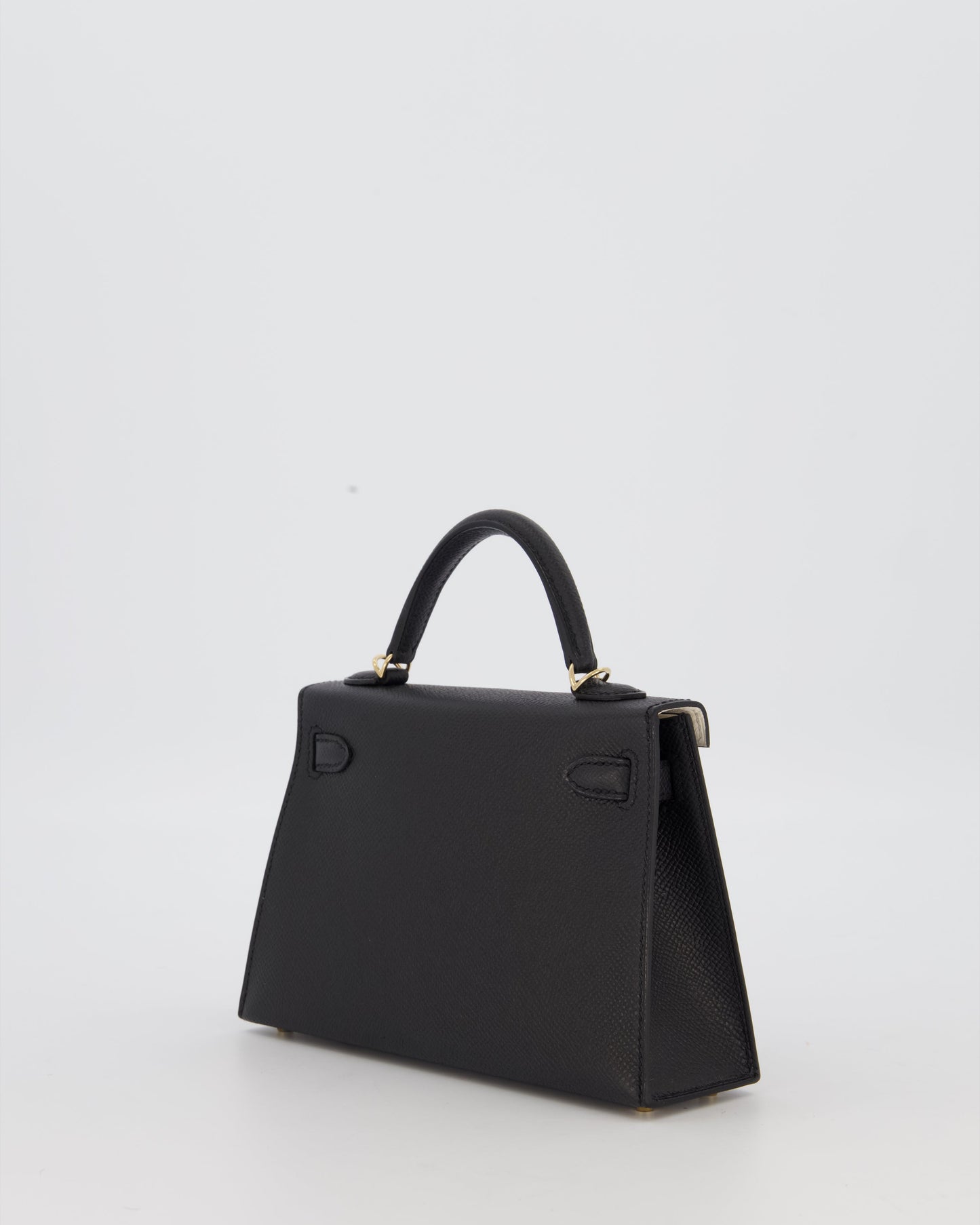 *SUPER RARE* Hermes HSS Mini Kelly II 20 Verso Bag in Noir Epsom Leather with Permabrass Hardware and Nata Interior