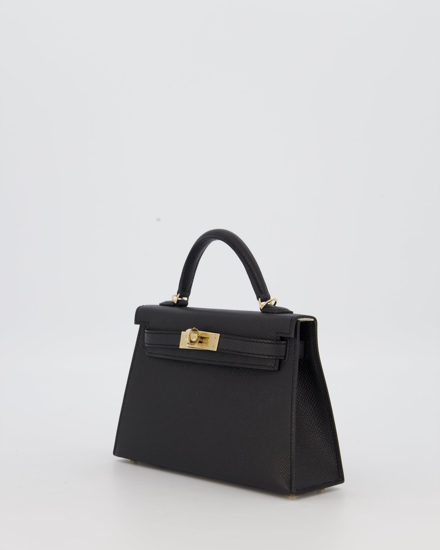 *SUPER RARE* Hermes HSS Mini Kelly II 20 Verso Bag in Noir Epsom Leather with Permabrass Hardware and Nata Interior