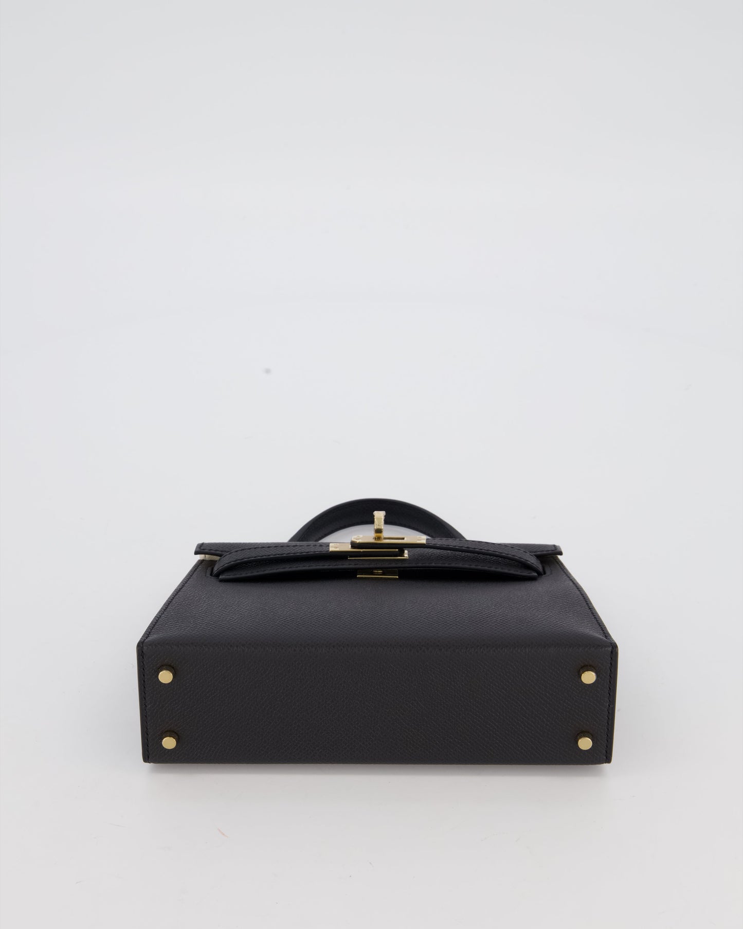 *SUPER RARE* Hermes HSS Mini Kelly II 20 Verso Bag in Noir Epsom Leather with Permabrass Hardware and Nata Interior