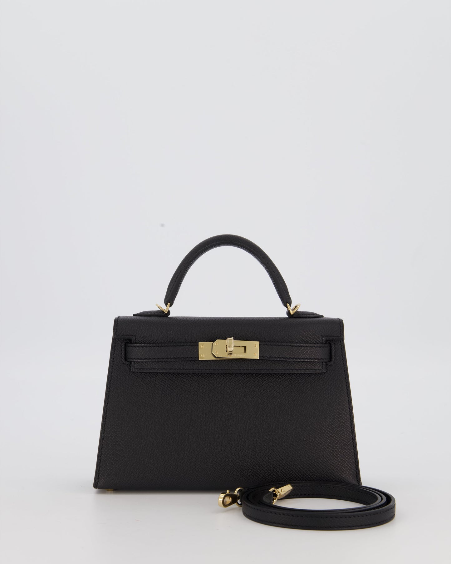 *SUPER RARE* Hermes HSS Mini Kelly II 20 Verso Bag in Noir Epsom Leather with Permabrass Hardware and Nata Interior