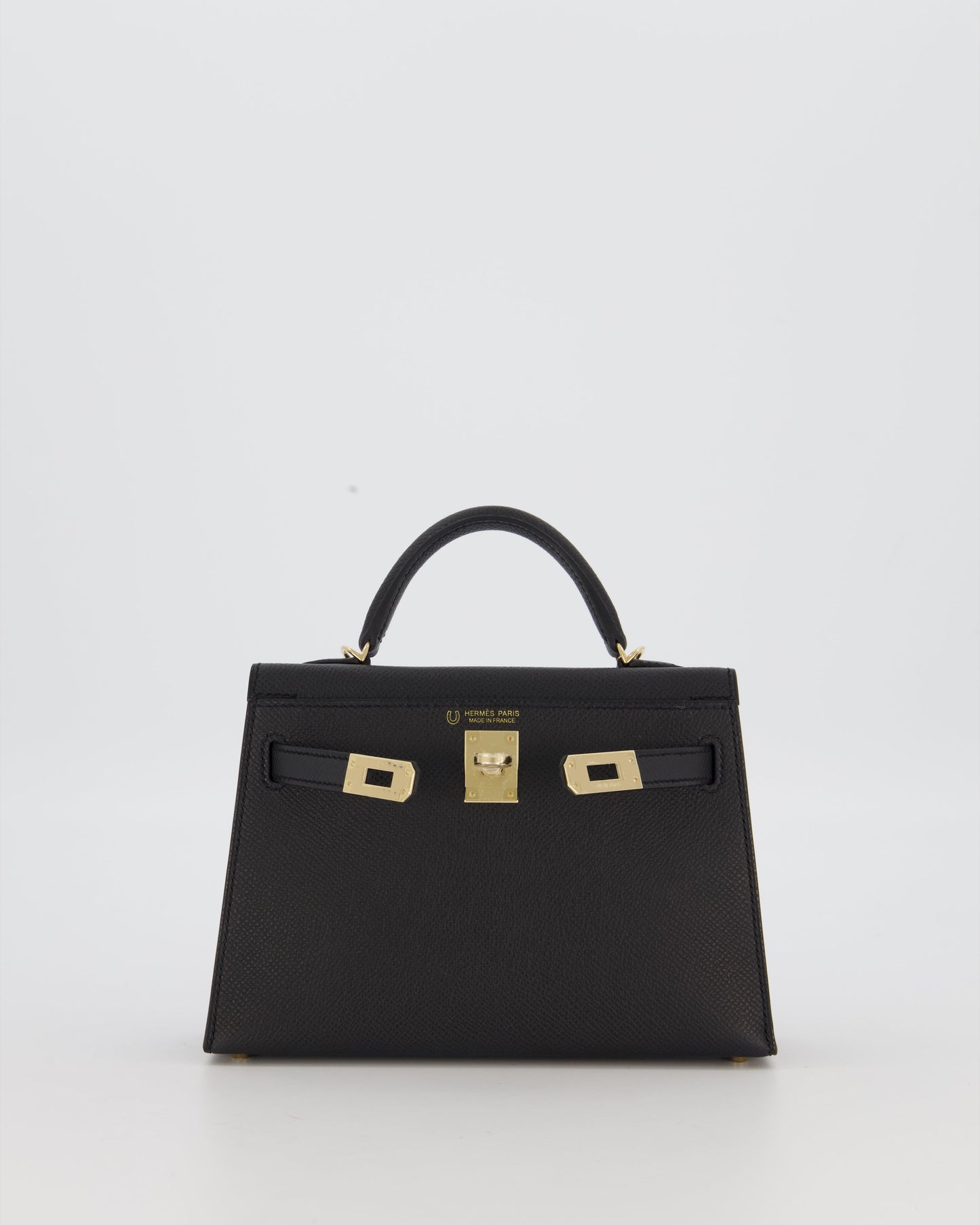 *SUPER RARE* Hermes HSS Mini Kelly II 20 Verso Bag in Noir Epsom Leather with Permabrass Hardware and Nata Interior