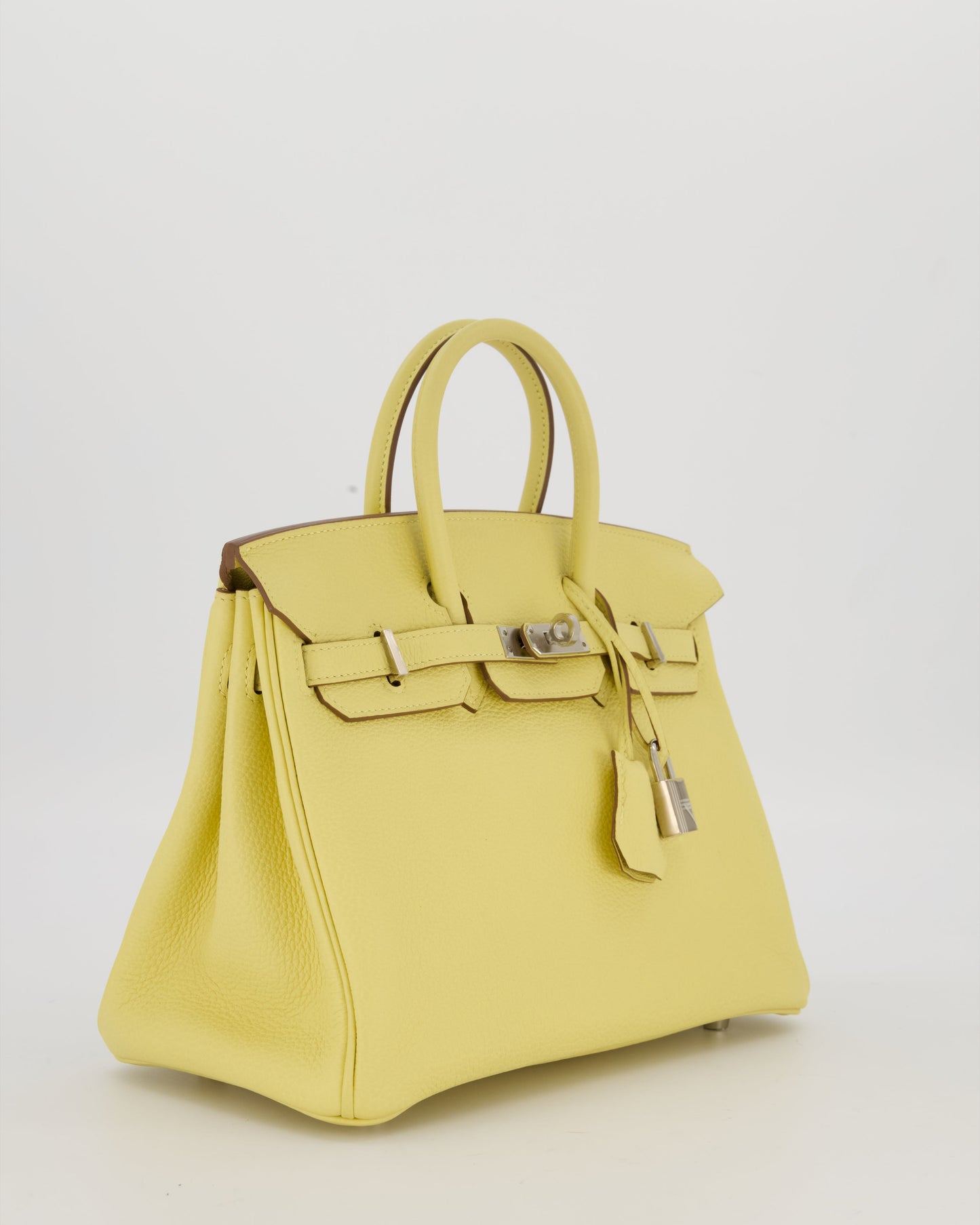 Hermes Birkin 25 Retourne Bag in Jaune Poussin Togo Leather with Palladium Hardware