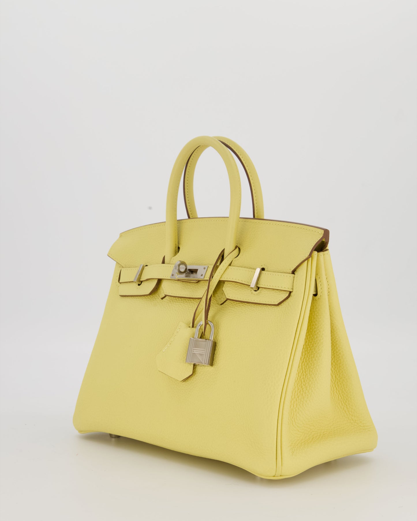 Hermes Birkin 25 Retourne Bag in Jaune Poussin Togo Leather with Palladium Hardware