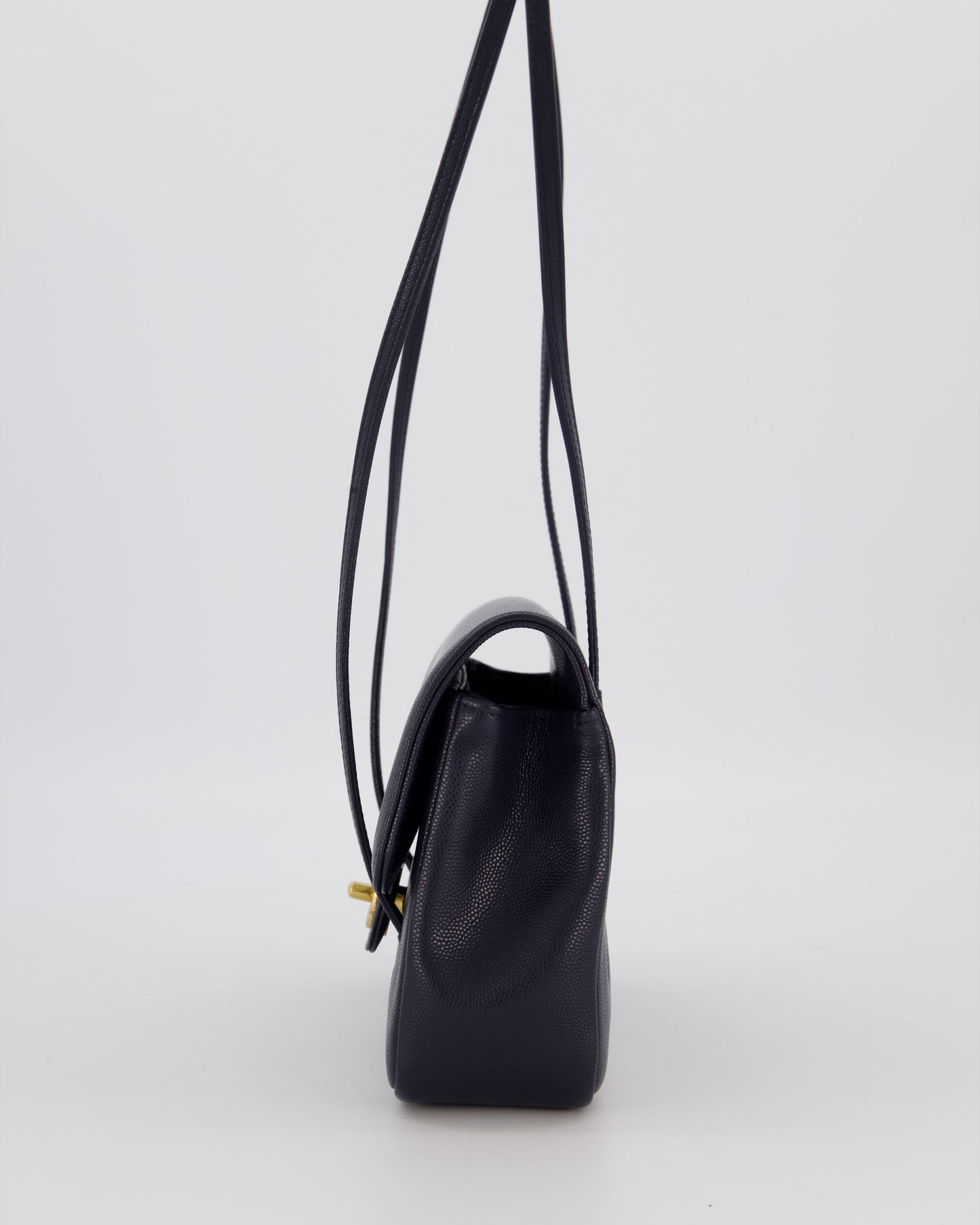 Chanel 26P Preppy Coco Small Flap Bag in Navy Caviar Leather with Gold Hardware