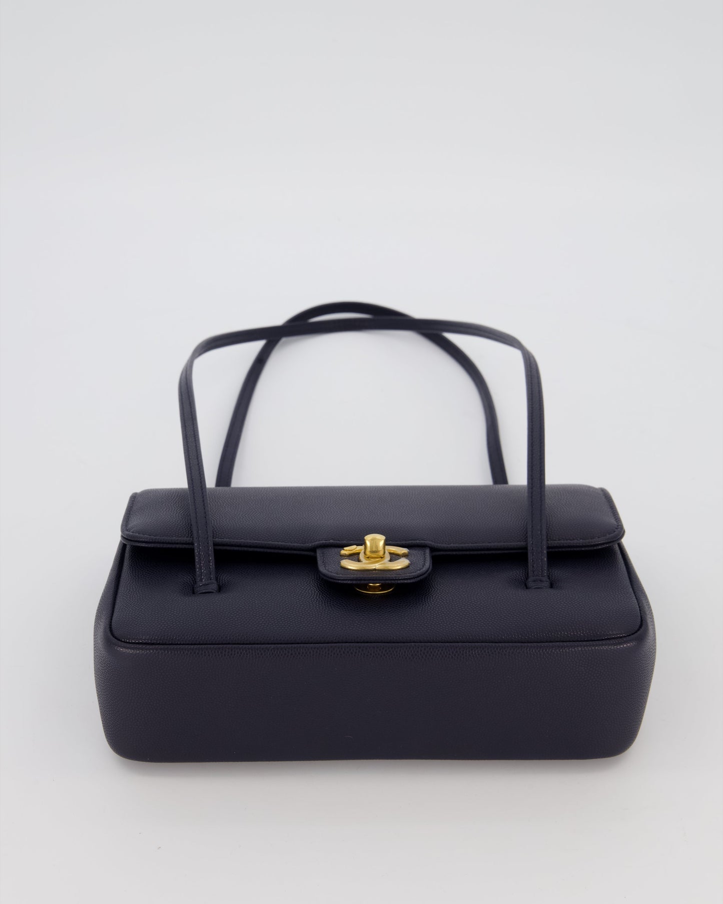 Chanel 26P Preppy Coco Small Flap Bag in Navy Caviar Leather with Gold Hardware