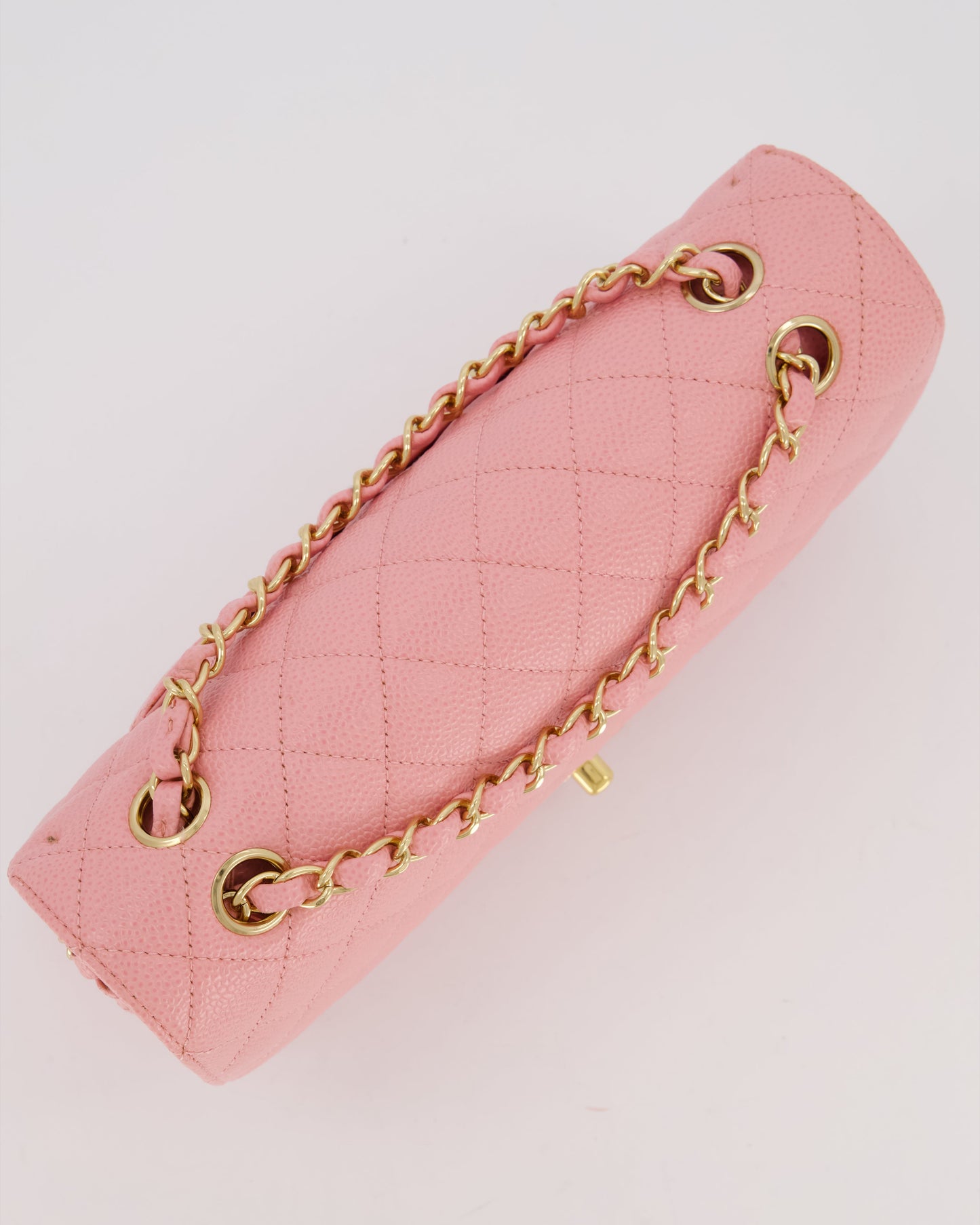*HOT* Chanel Bubblegum Pink Vintage Classic Medium Double Flap Bag in Caviar Leather with 24K Gold Hardware