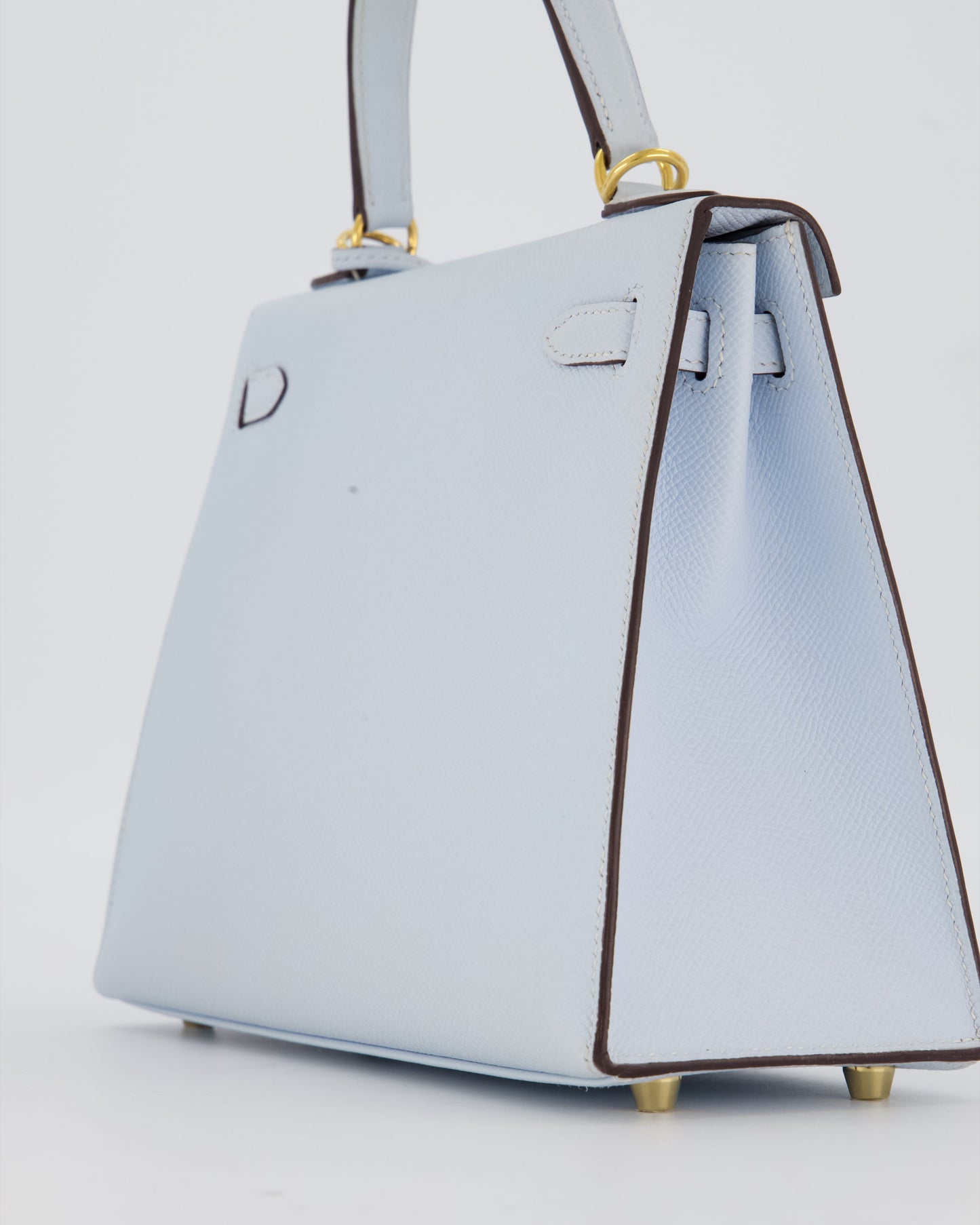 Hermes Kelly 25 Sellier Bag in Bleu Brume Epsom Leather with Gold Hardware