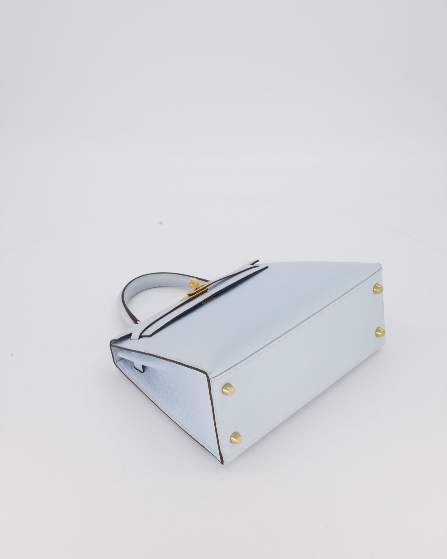 Hermes Kelly 25 Sellier Bag in Bleu Brume Epsom Leather with Gold Hardware