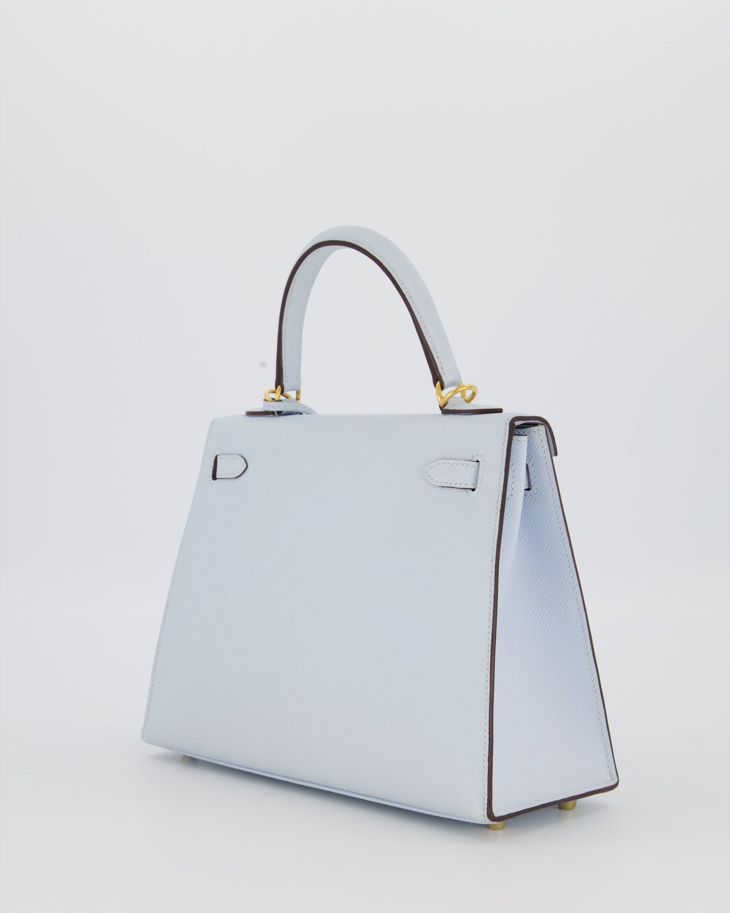 Hermes Kelly 25 Sellier Bag in Bleu Brume Epsom Leather with Gold Hardware