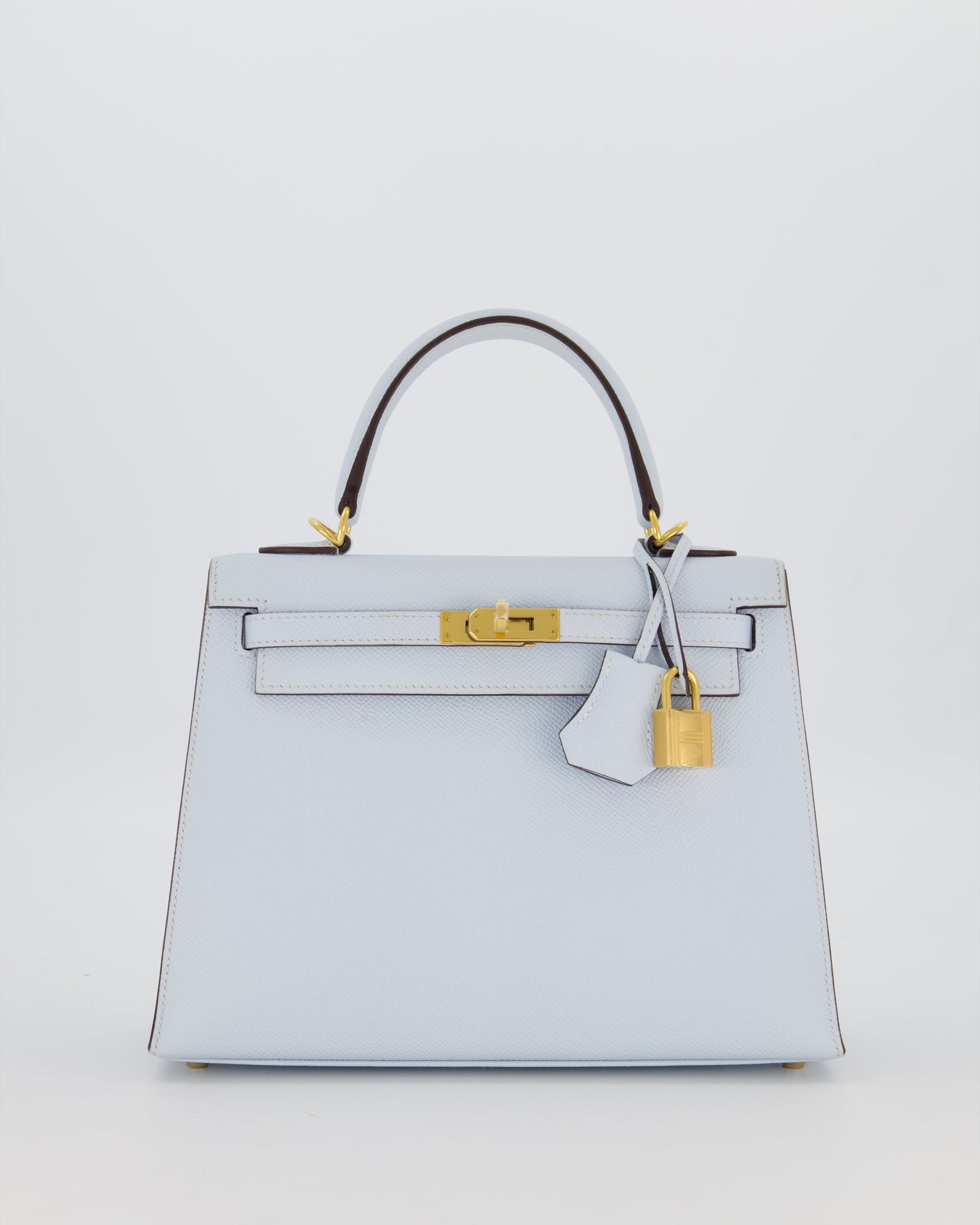 Hermes Kelly 25 Sellier Bag in Bleu Brume Epsom Leather with Gold Hardware