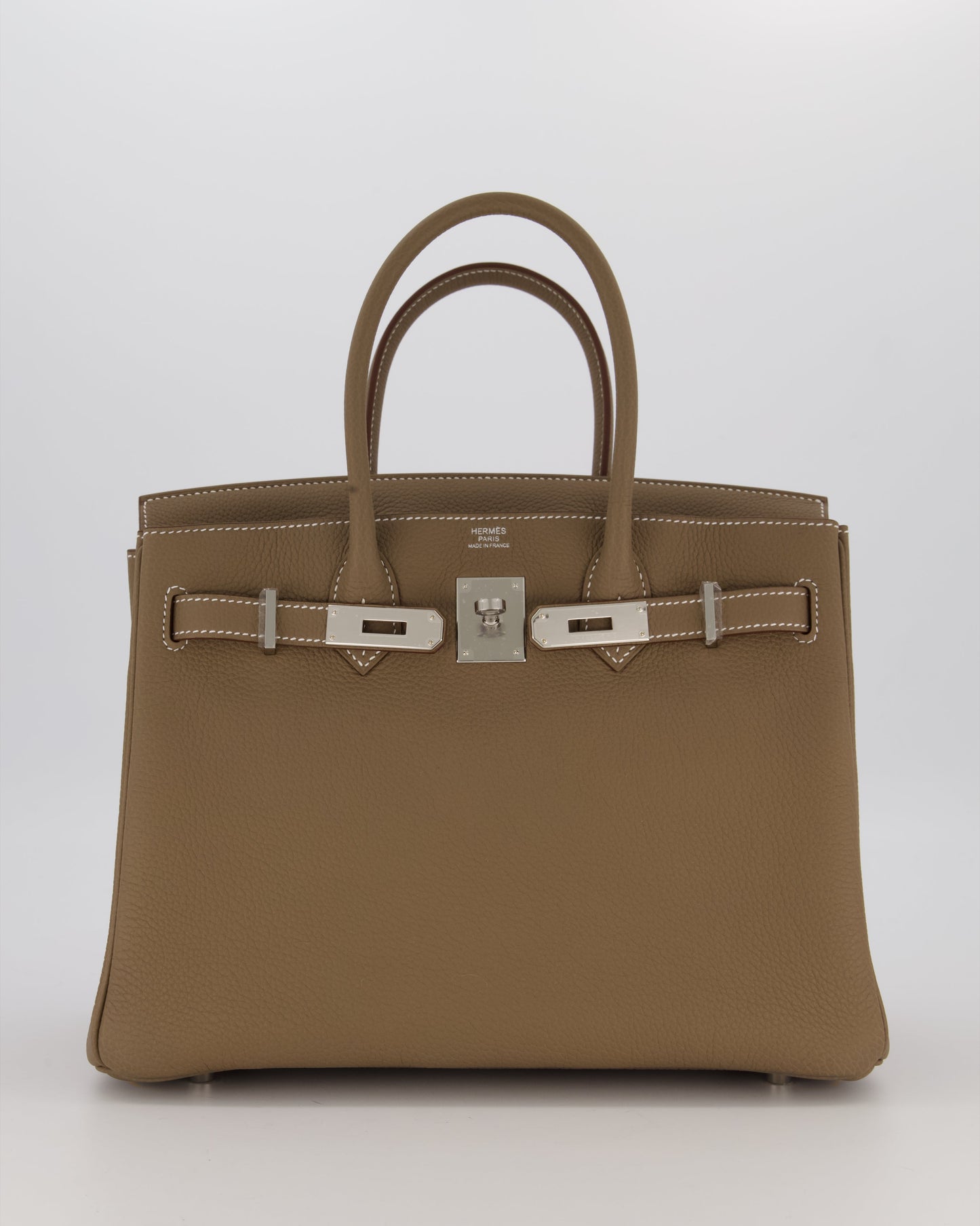 Hermes Birkin 30 Retourne Bag in Etoupe Togo Leather with Palladium Hardware