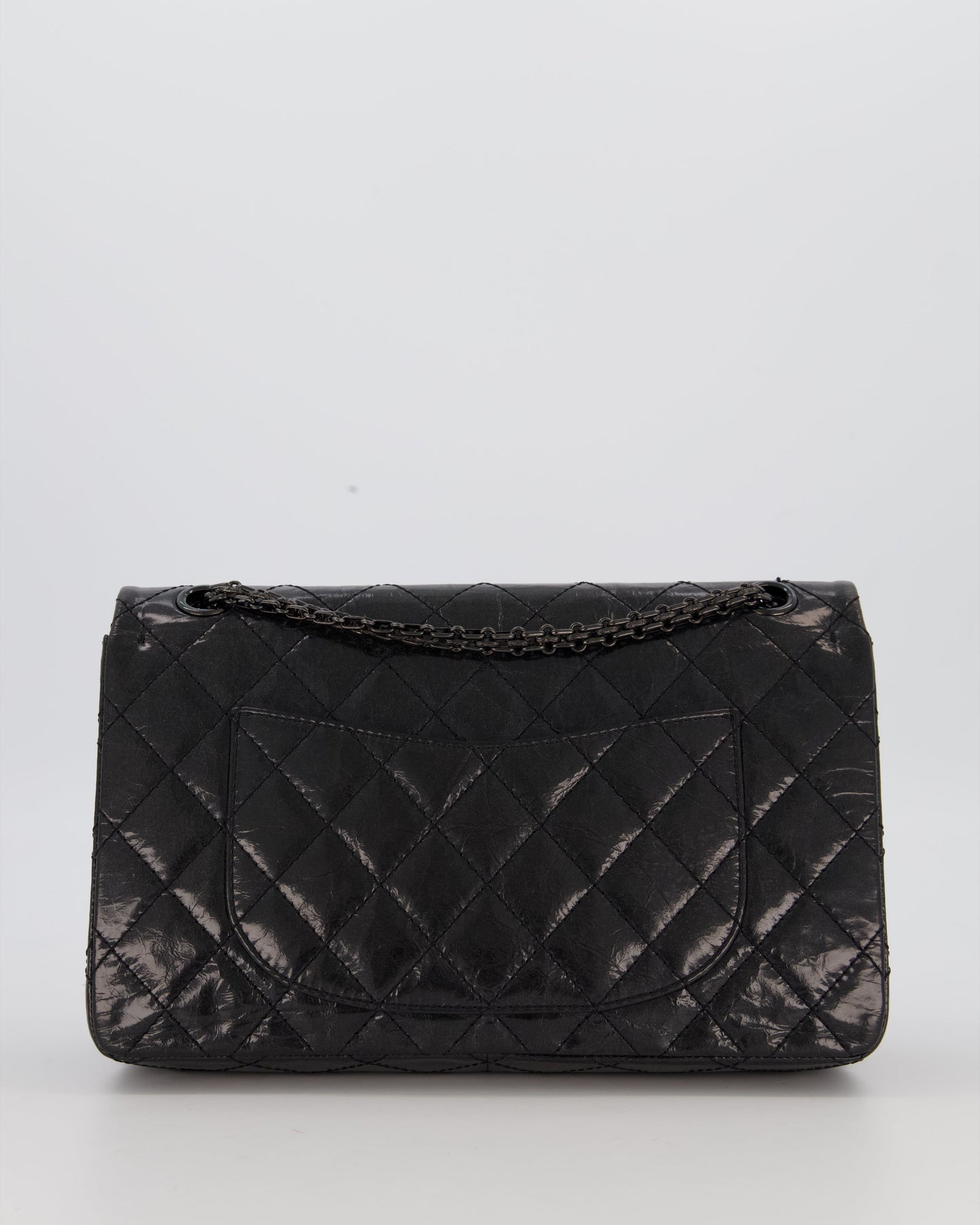 Chanel Black Reissue 226 Medium Double Flap Bag in Patent Leather with So Black Hardware