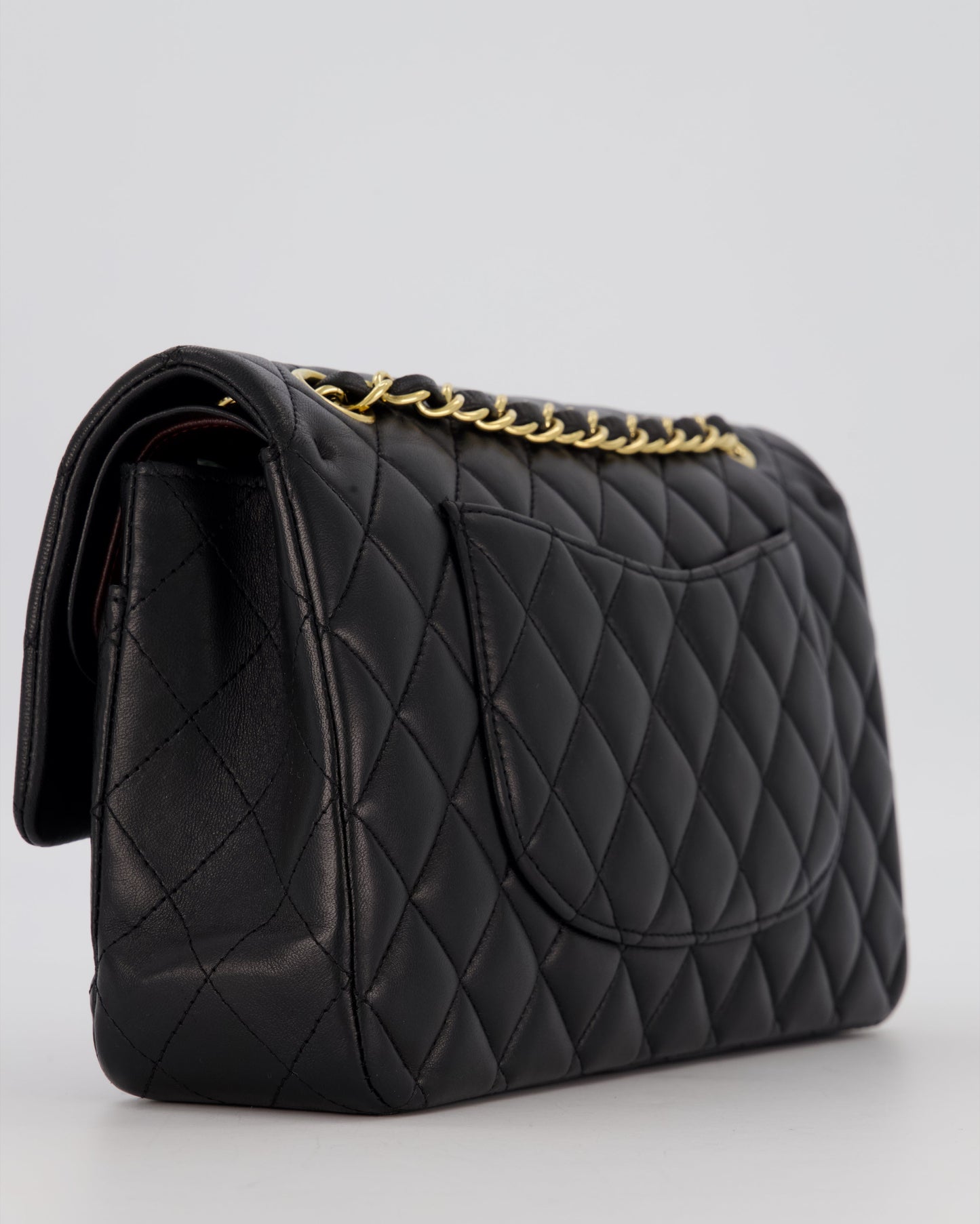 Chanel Black Medium Classic Double Flap Bag in Lambskin Leather with Gold Hardware