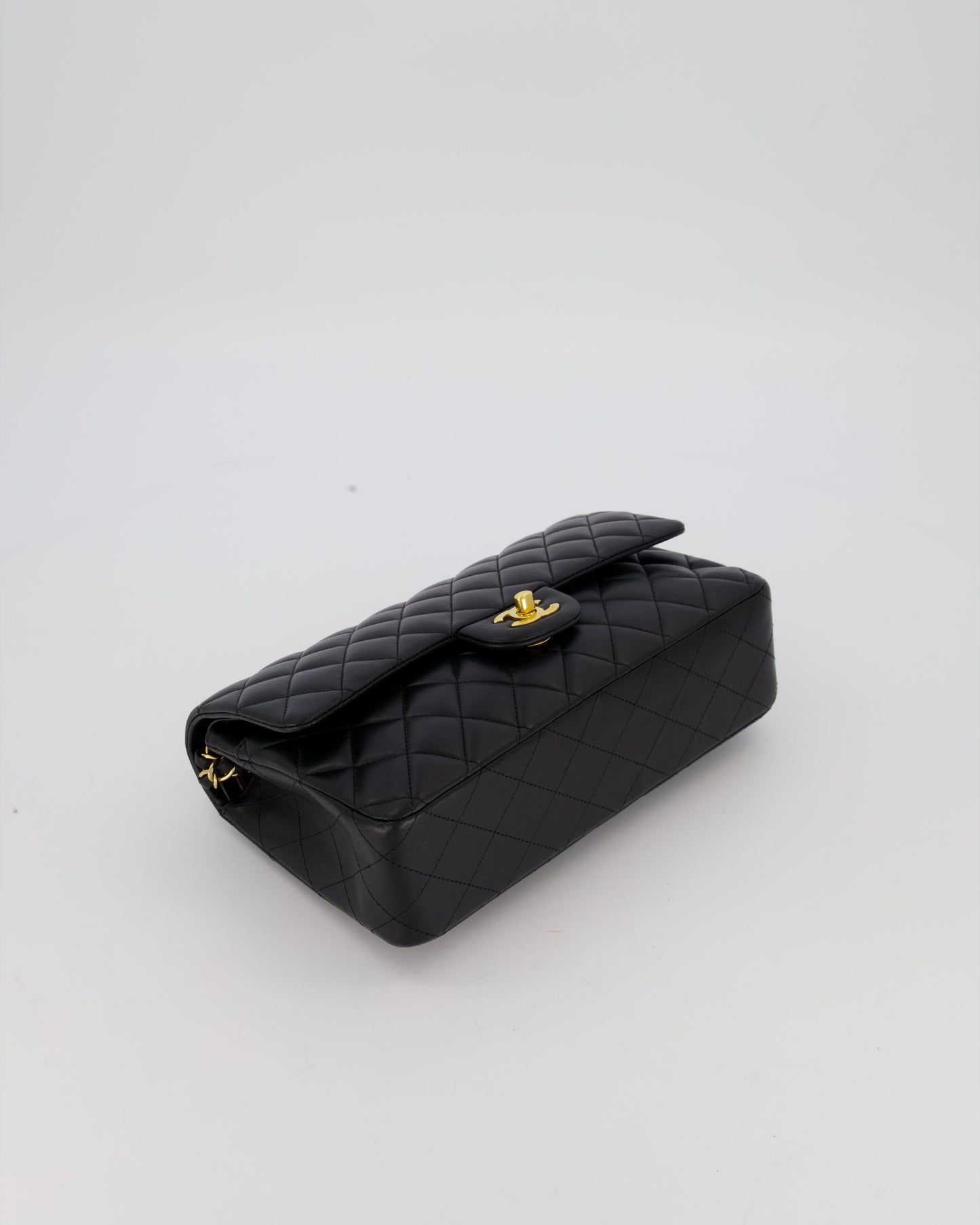 Chanel Black Medium Classic Double Flap Bag in Lambskin Leather with Gold Hardware