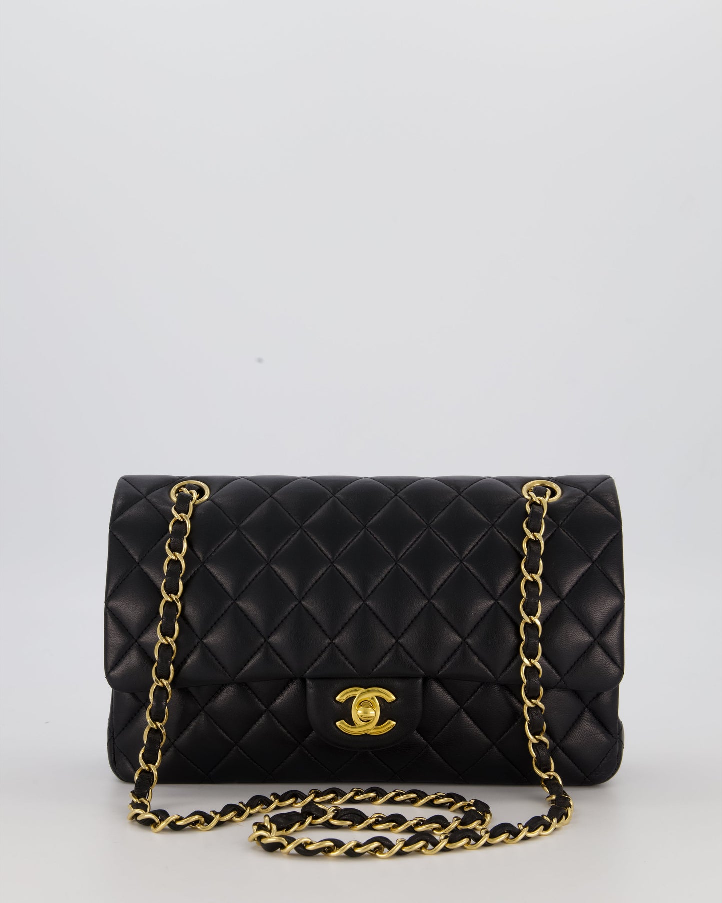 Chanel Black Medium Classic Double Flap Bag in Lambskin Leather with Gold Hardware